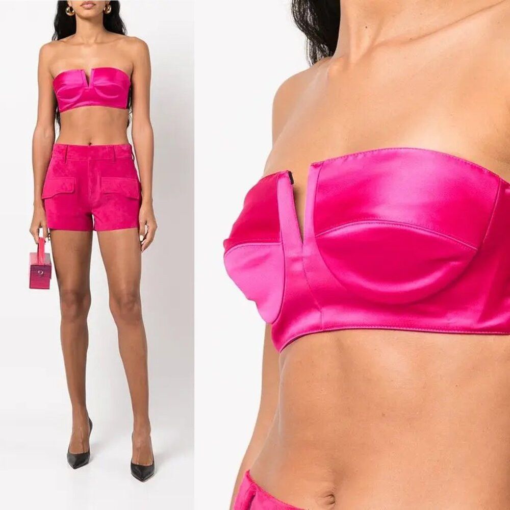 Rta NWT New RtA Noa Bandeau Hot Pink Top Italian Fabric Size 2 Size XS / US 0-2 / IT 36-38 - 1 Thumbnail