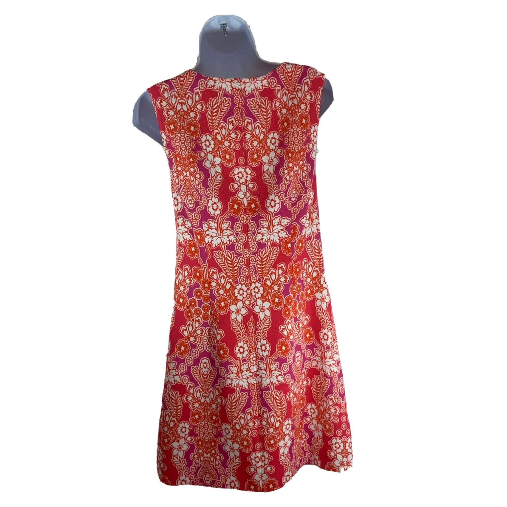 Vintage Kensie Dress Womens 4 Orange Pink Women Sleeveless Lined Sundress Size Floral Pattern EUC Size S / US 4 / IT 40 - 2 Thumbnail