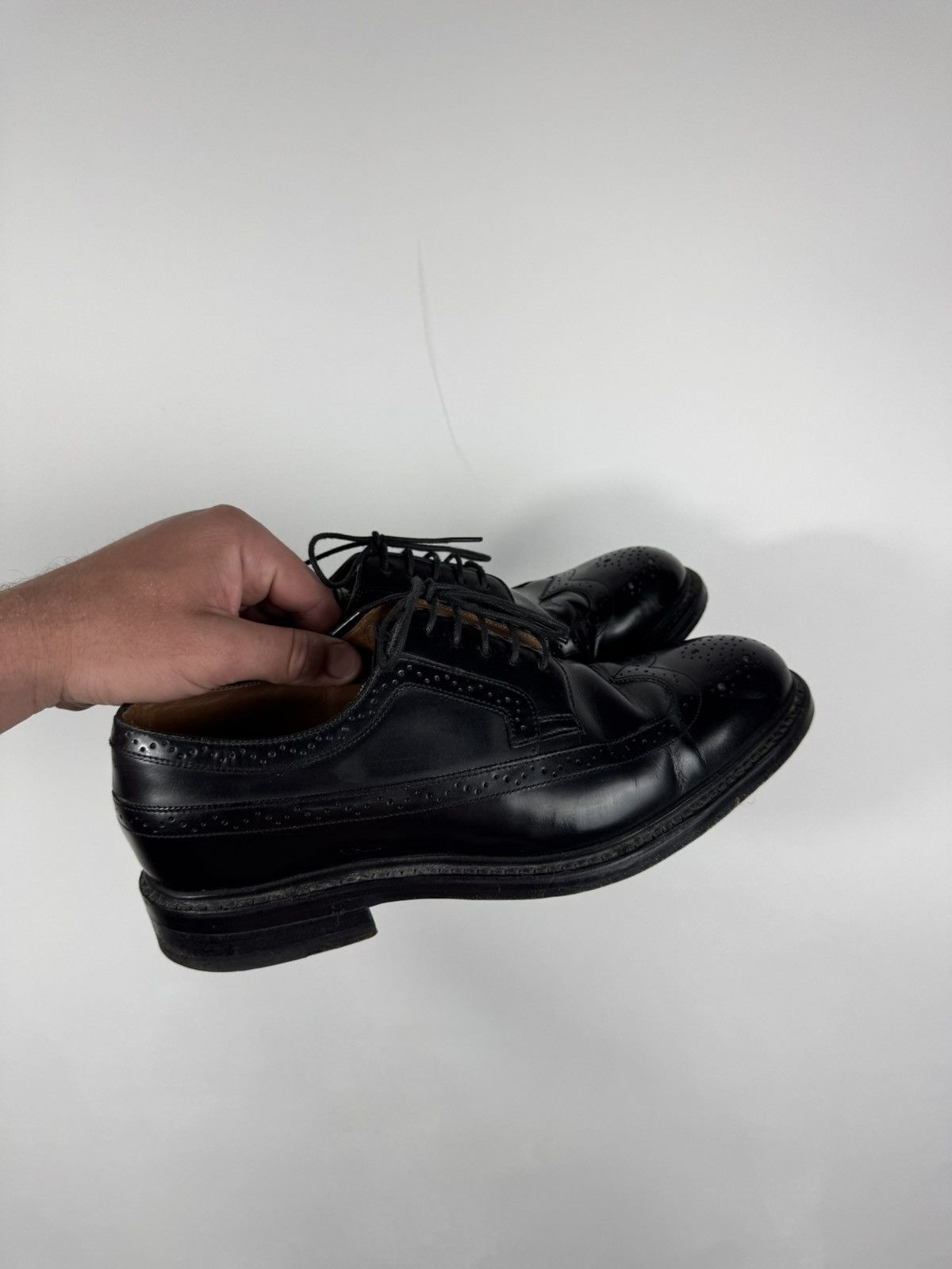 Other Vintage Black Leather Wingtip Brogue Oxford Shoes US 7 EU 40 Size US 7 / EU 40 - 17 Thumbnail