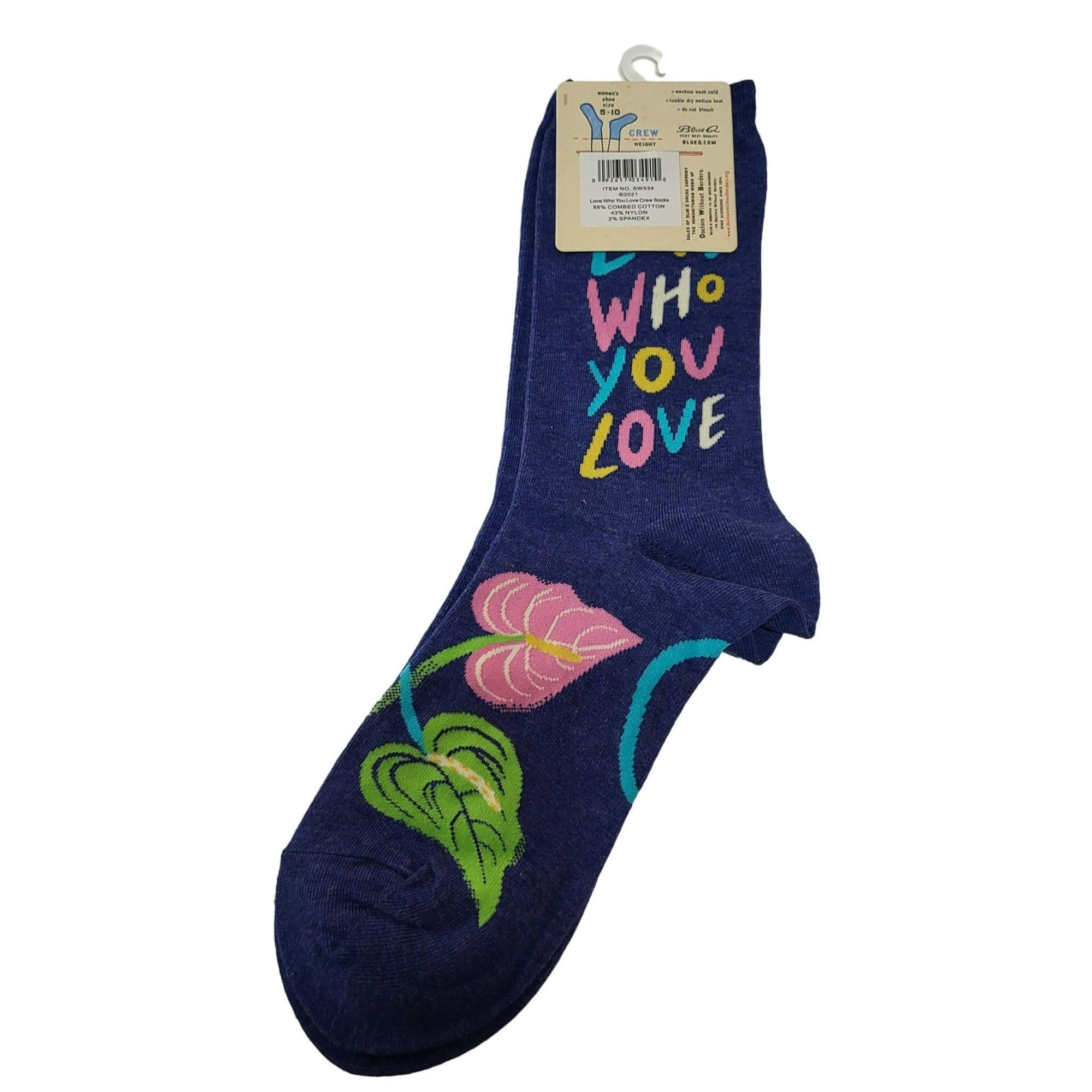 Other Blue Q Love Who You Love Crew Socks Women's Size 5-10 Blue Size ONE SIZE - 2 Thumbnail