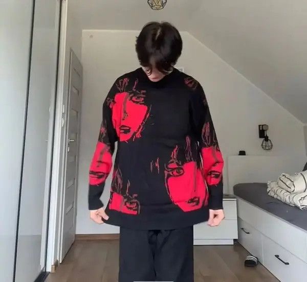 VIBE Vintage Knitted Sweater Harajuku Ukiyo-e Style Size ONE SIZE - 2 Thumbnail