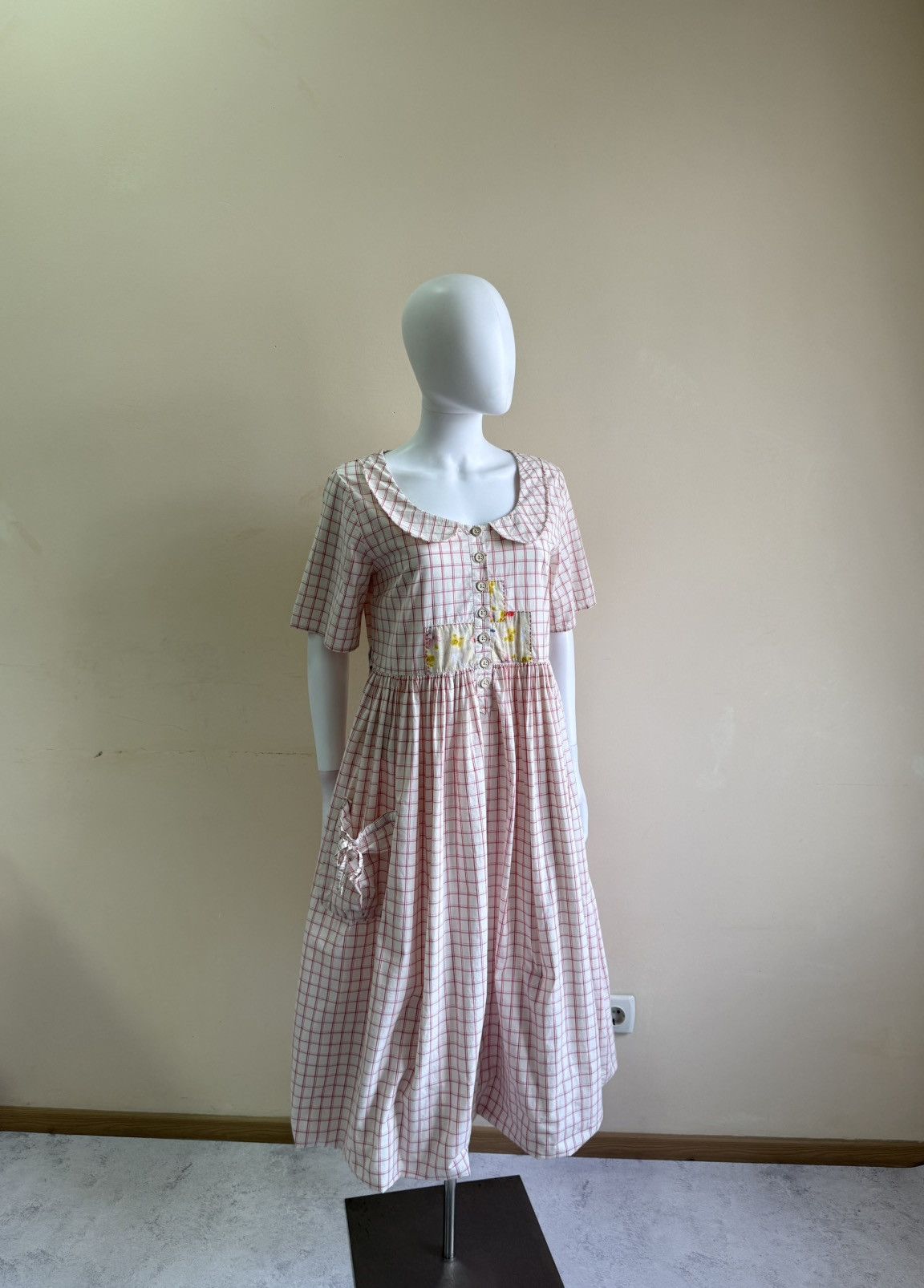 Vintage Ewa I Walla Pink Short Sleeve Checkered Midi Dress Size S Size S / US 4 / IT 40 - 1 Thumbnail