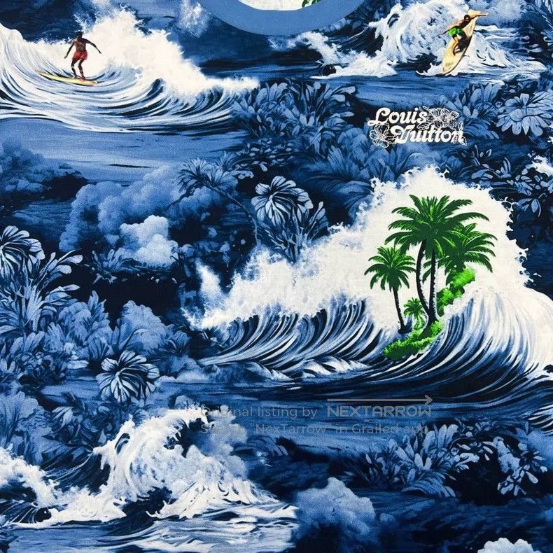 Louis Vuitton Louis Vuitton Blue wave print short sleeves Size US XXL / EU 58 / 5 - 4 Thumbnail