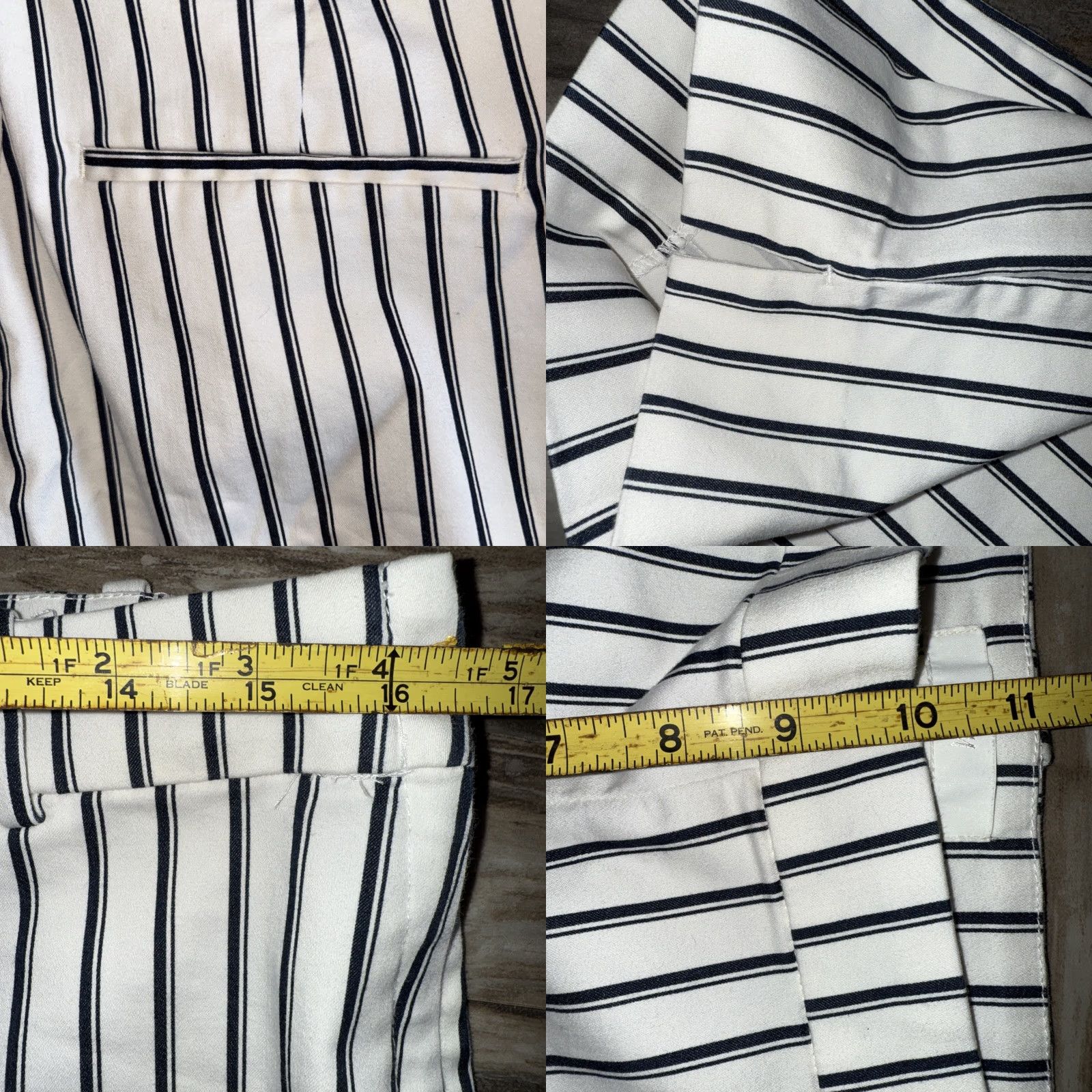 H&M H&M Pants Women’s 10 Navy Blue & White Striped Ankle Stretch Side Zip Flat Front Casual City Nautical Preppy Size 32" / US 10 / IT 46 - 8 Thumbnail