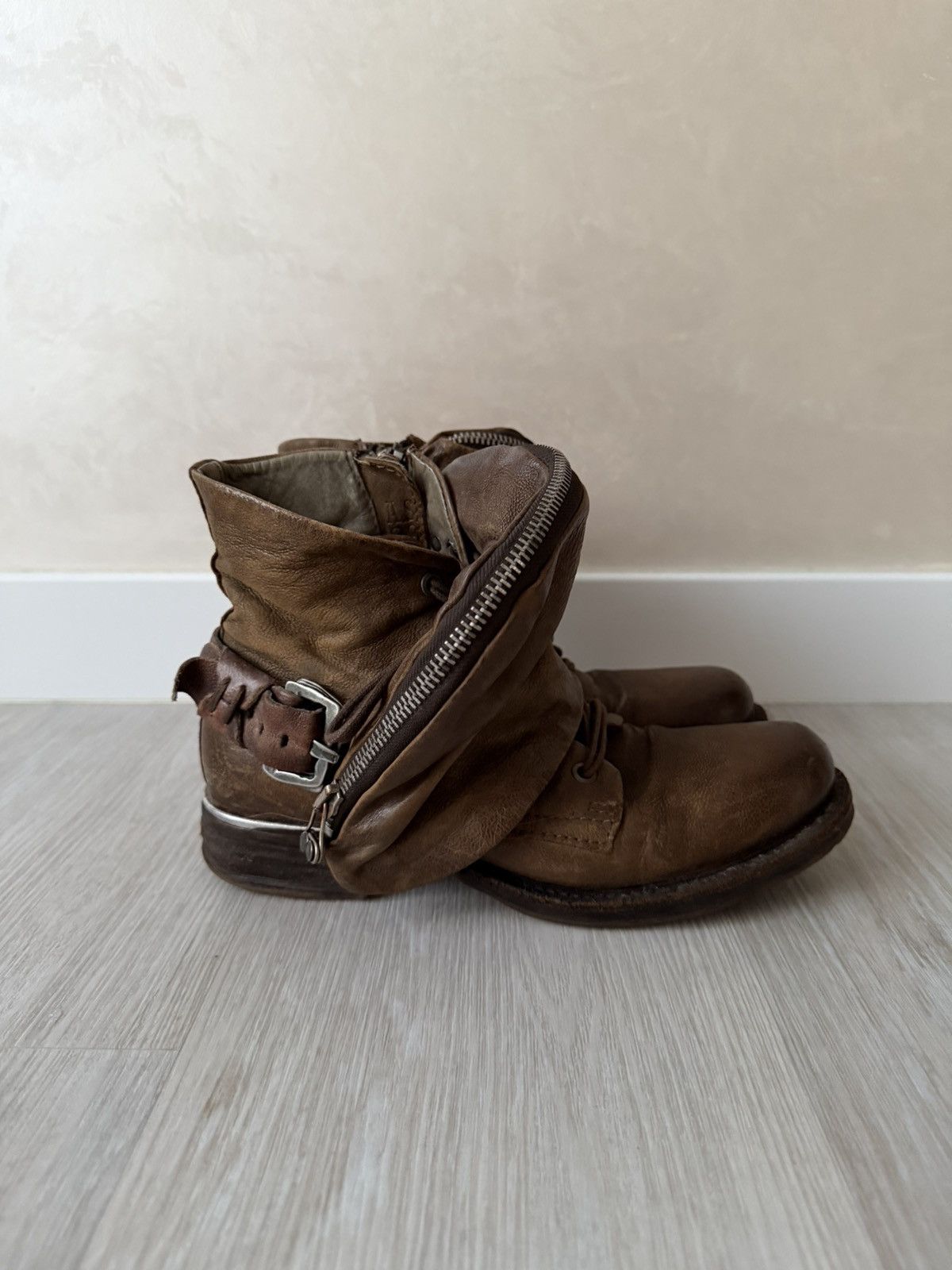 A.S.98 Vintage Italian AS 98 Rick Owens Style Leather Biker Boots Size US 7 / IT 37 - 7 Thumbnail