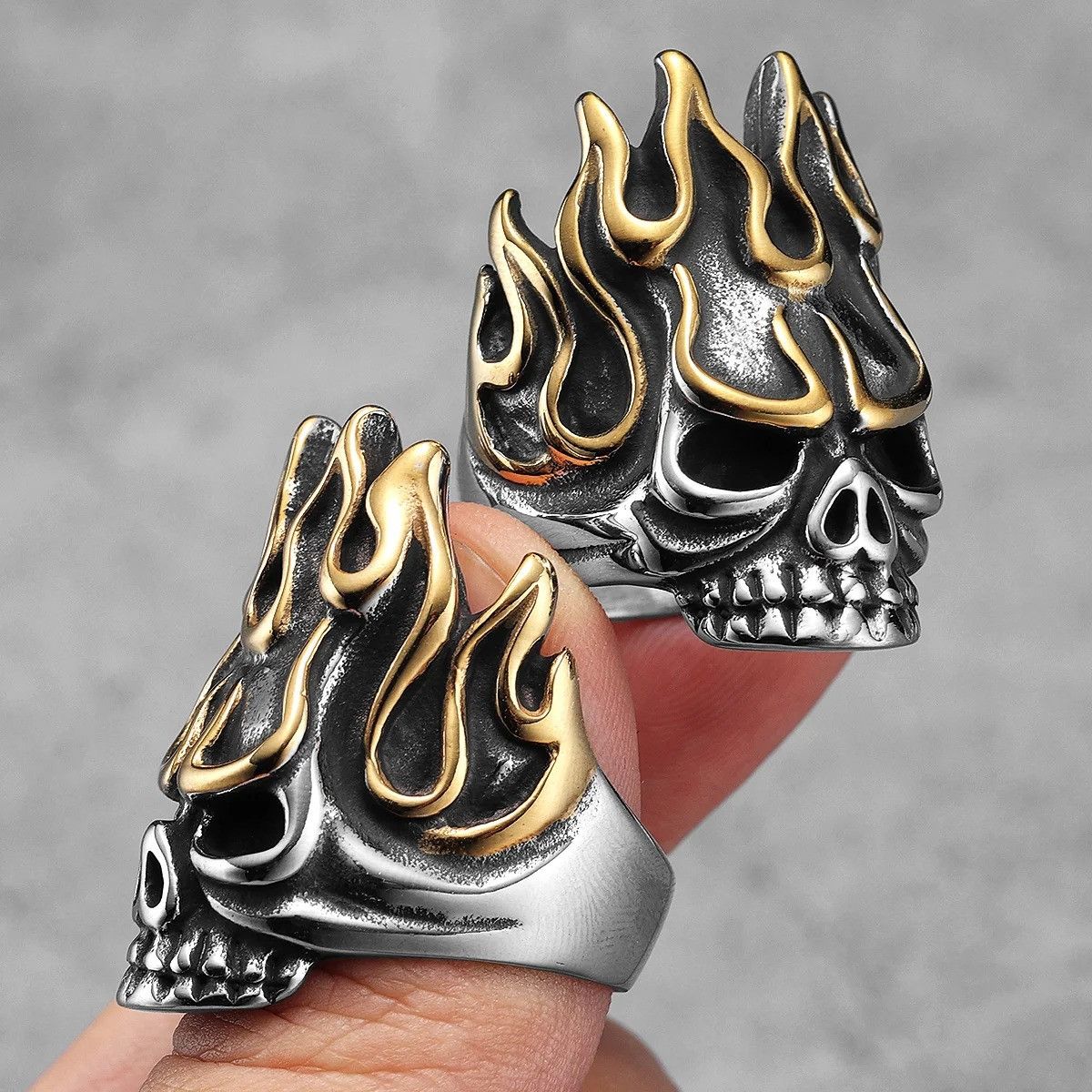 Vintage Fire God Skull Men Ring Size ONE SIZE - 3 Thumbnail