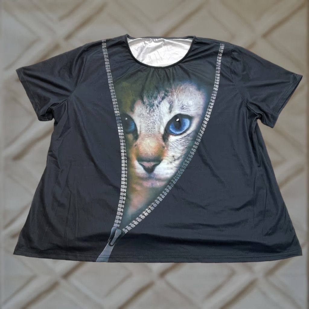 Vintage Unbranded Shirt Womens 6XL Black Short Sleeve Stretch Cute Cat Face Graphic T-Shirt Casual Wear Womens 6XL Black Cat Love Size XXL / US 16-18 / IT 52-54 - 1 Thumbnail