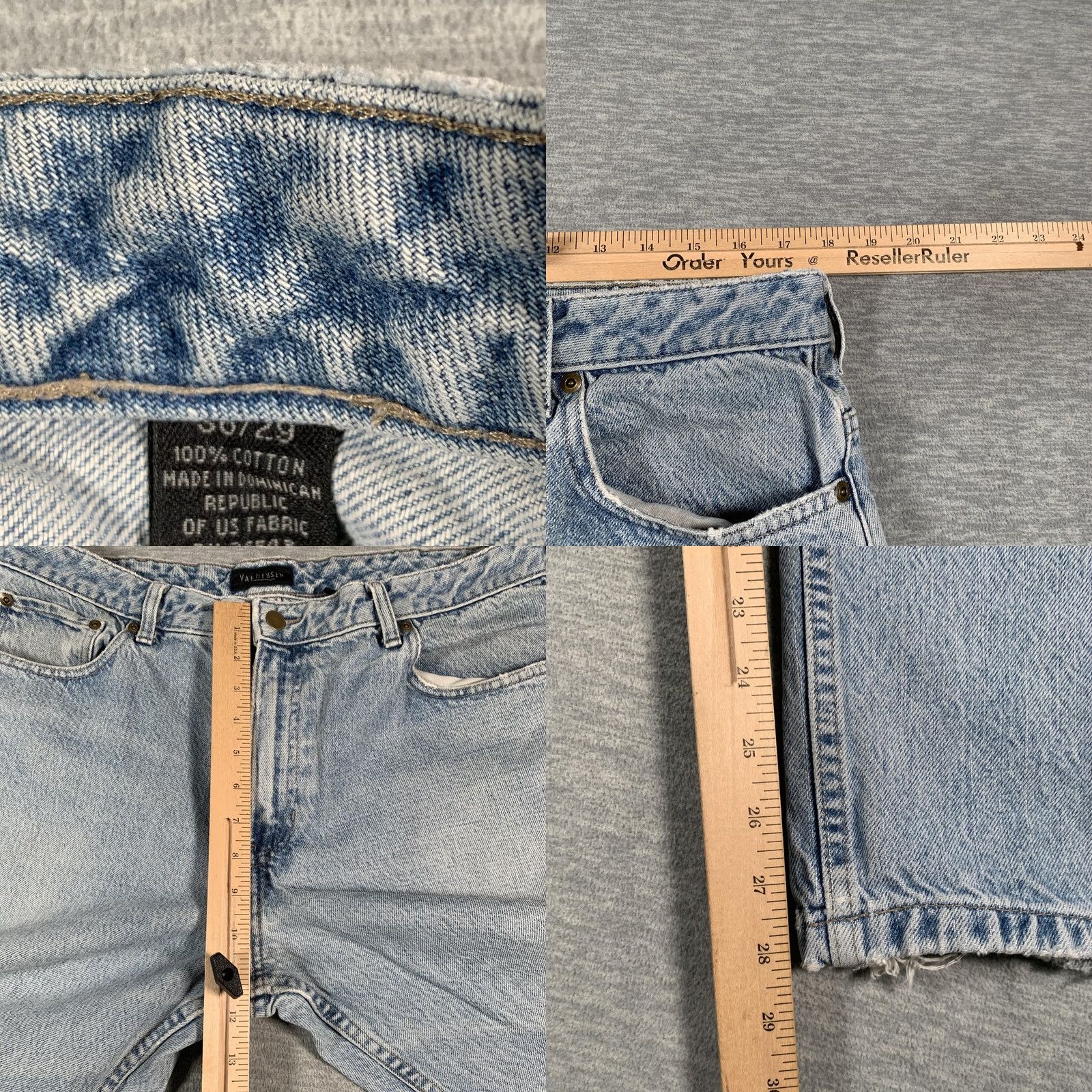 Van Heusen Van Heusen Jeans Mens 36x29 Light Wash Straight Leg 100% Cotton Zip Fly 90s Size US 36 / EU 52 - 8 Thumbnail