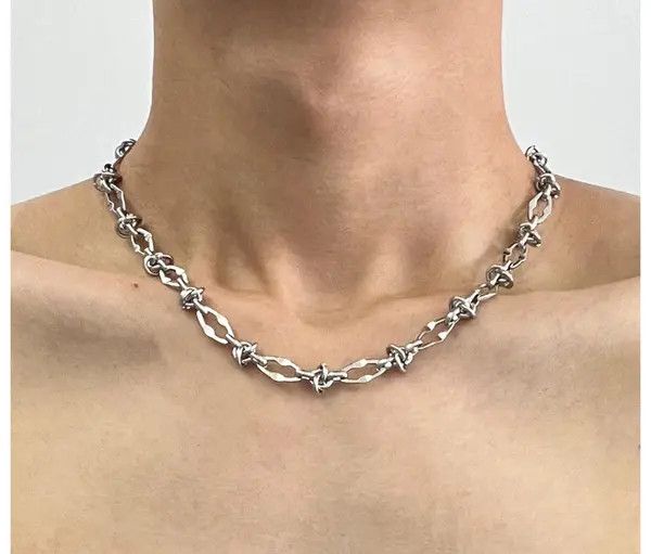 Jewelry Barbed Wire Silver Necklace Size ONE SIZE - 6 Thumbnail