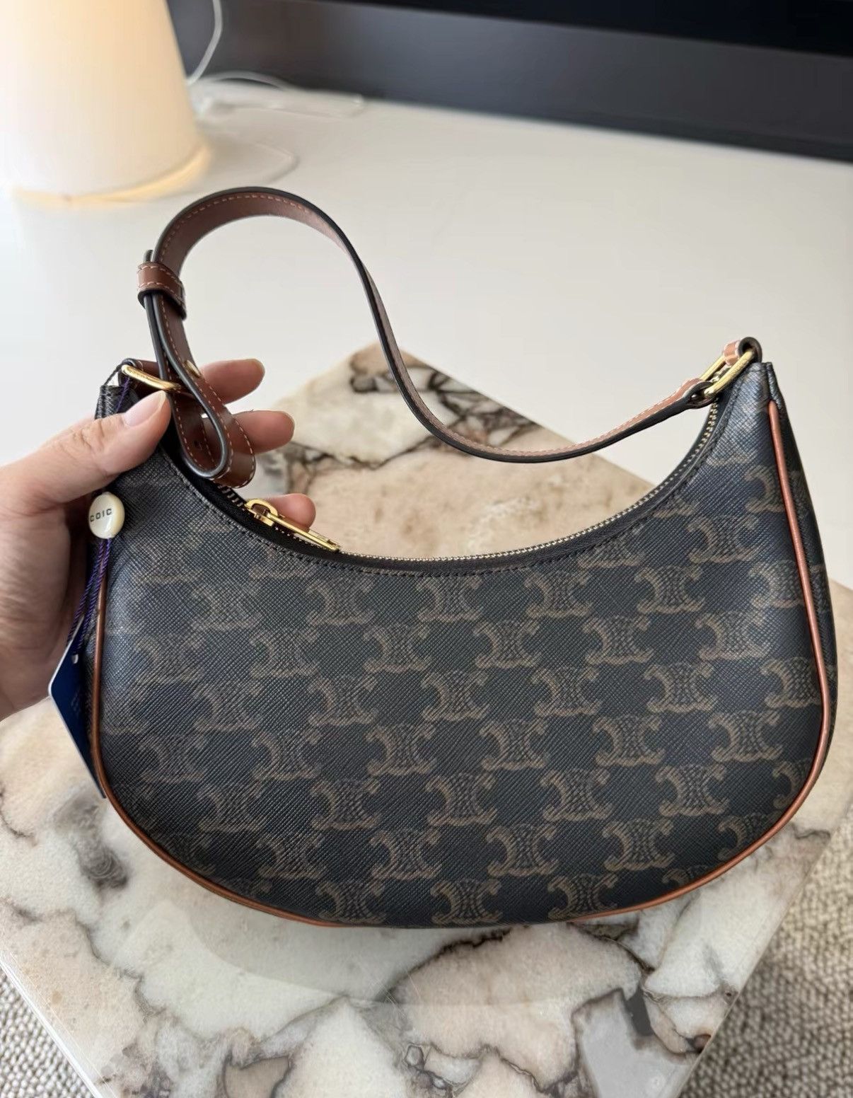 Celine Celine Ava Pea Underarm Bag, Medium Size Tan Monogram J36 Size ONE SIZE - 2 Thumbnail