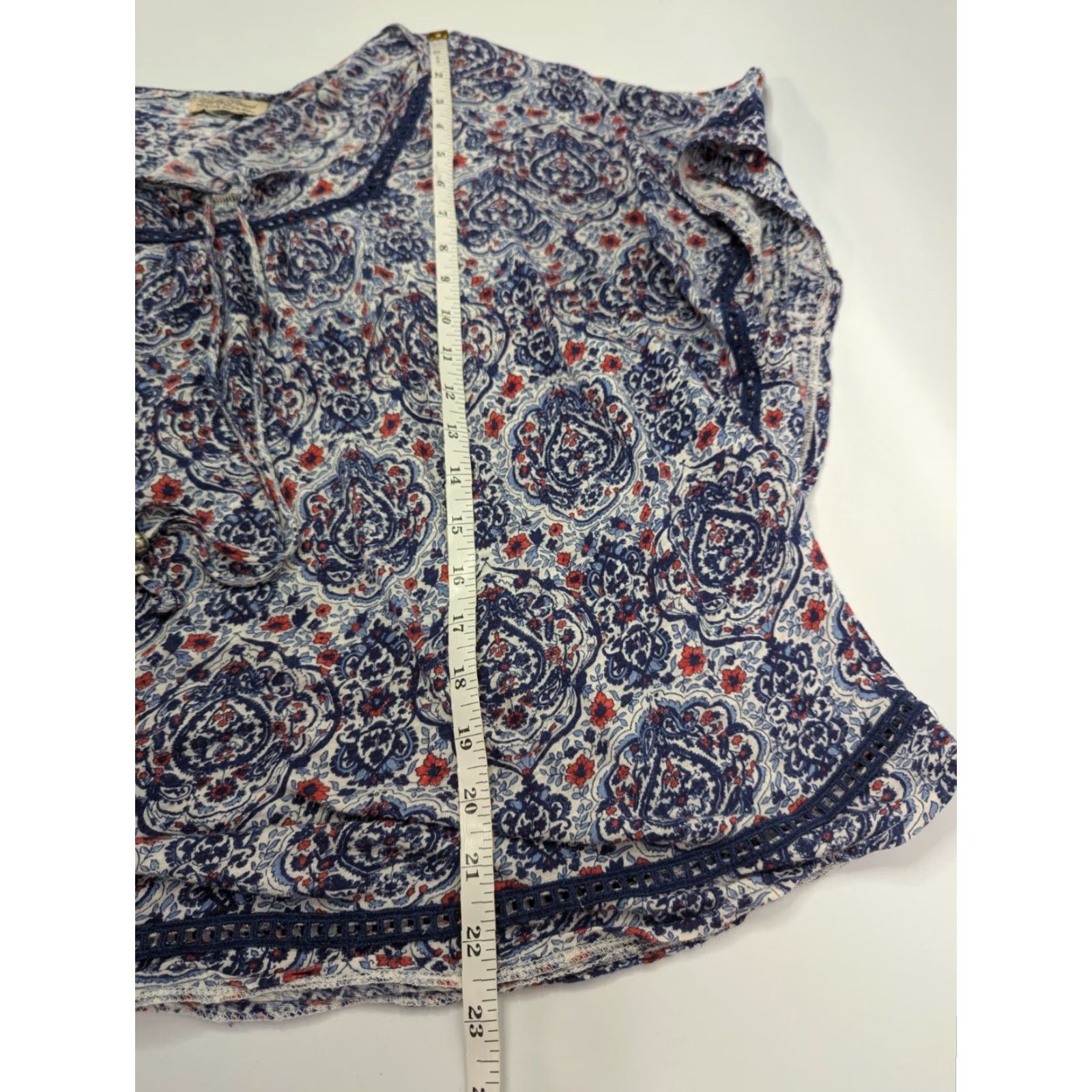 Lucky Brand Lucky Brand Blouse Shirt Women's 1X Geometric Short Sleeve Tie Front Top Multicolor Comfort Easy Care Casual Workwear 90s Style Ladies Size XL / US 12-14 / IT 48-50 - 3 Thumbnail