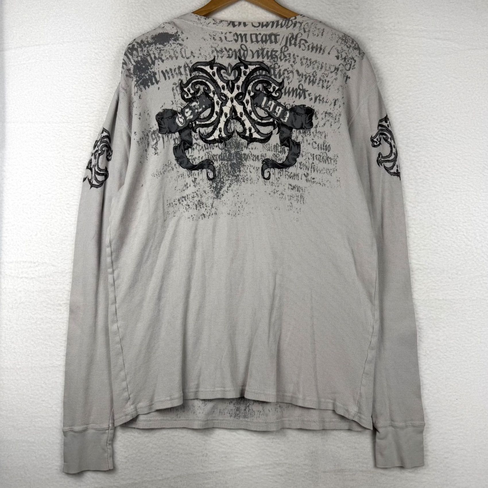 Vintage VINTAGE Y2K Xtreme Couture Skull Thermal Knit Long Sleeve T-Shirt XL Men White Size US XL / EU 56 / 4 - 6 Thumbnail