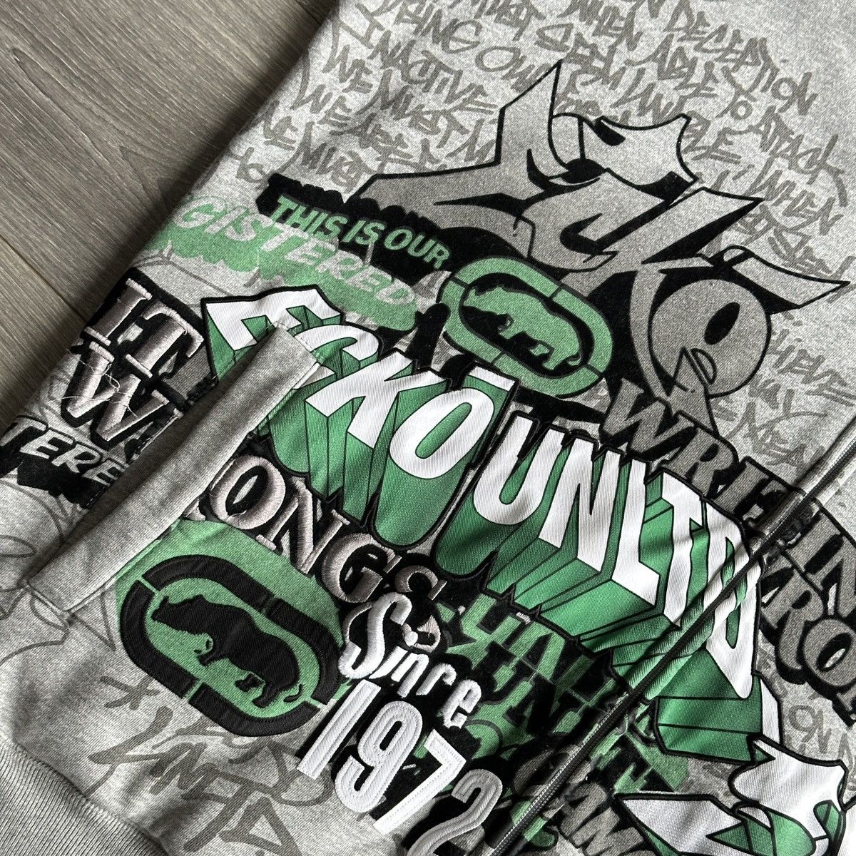 Ecko Unltd. Vintage Y2K Ecko Unltd. Embroidered Graffiti Zip Up Hoodie Size US XXL / EU 58 / 5 - 4 Thumbnail