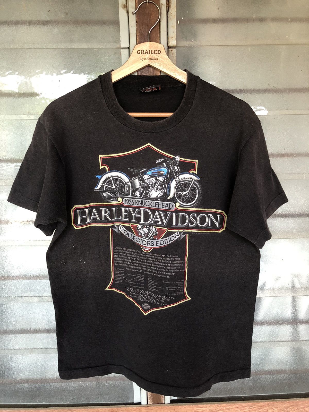 Harley Davidson Vintage 90’s Harley Davidson Knucklehead Rare Shirt Tee Size US M / EU 48-50 / 2 - 1 Thumbnail