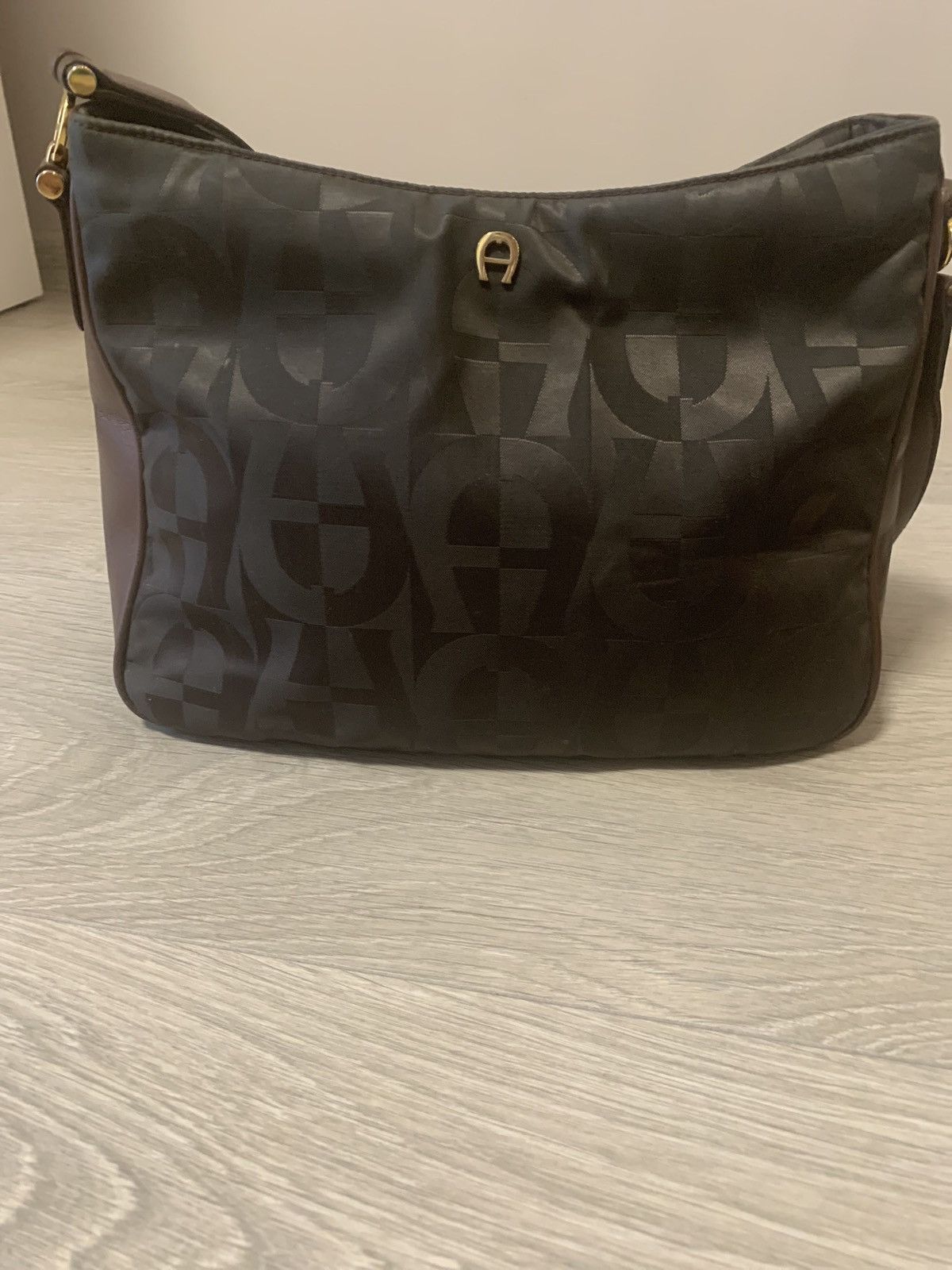 Aigner Aigner Handbag Brown Leather & fabric Size ONE SIZE - 2 Thumbnail