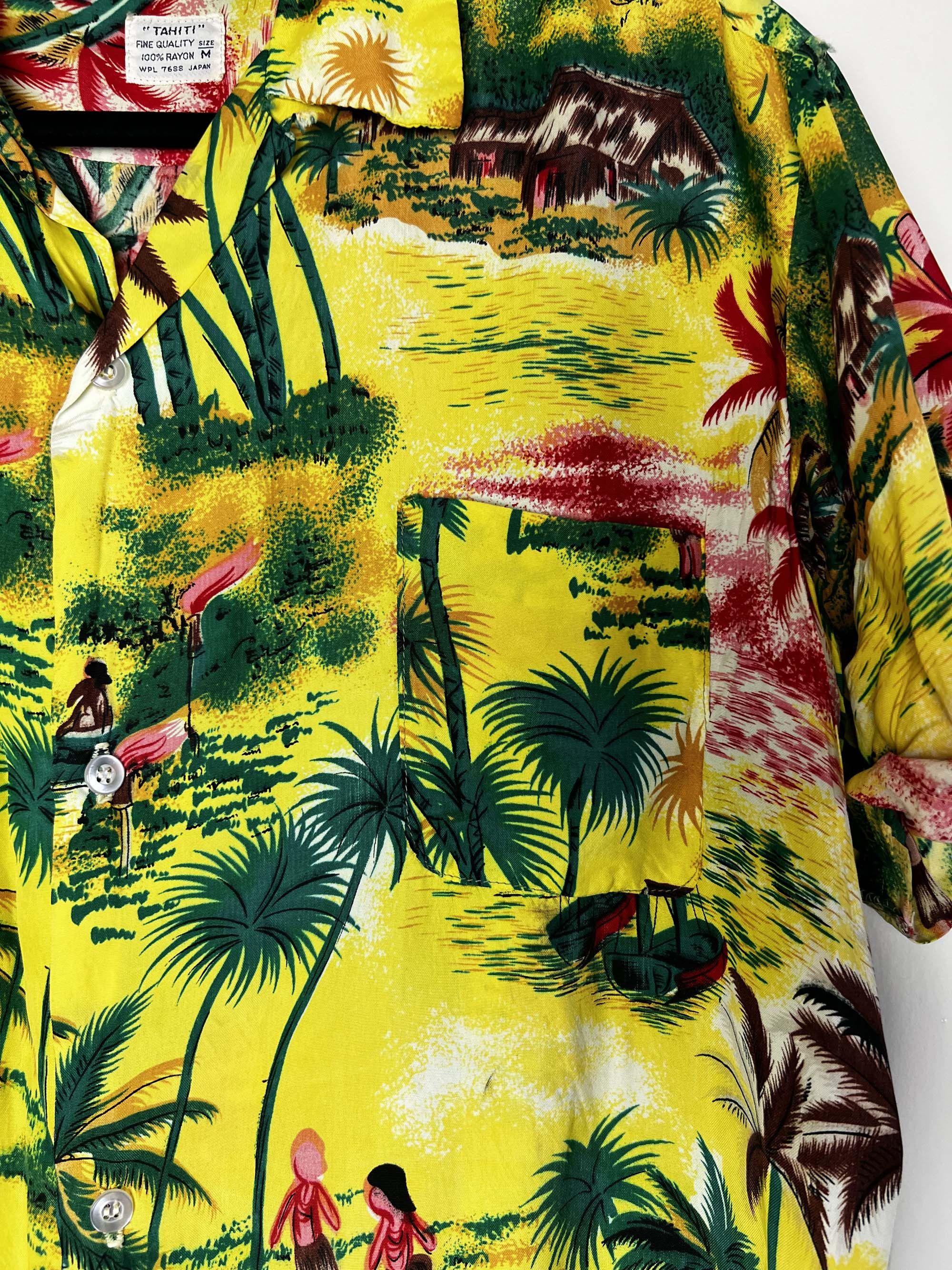 Vintage Vintage 1940's-1950's TAHITI Rayon Island Palm Tree Shirt Size US M / EU 48-50 / 2 - 11 Thumbnail