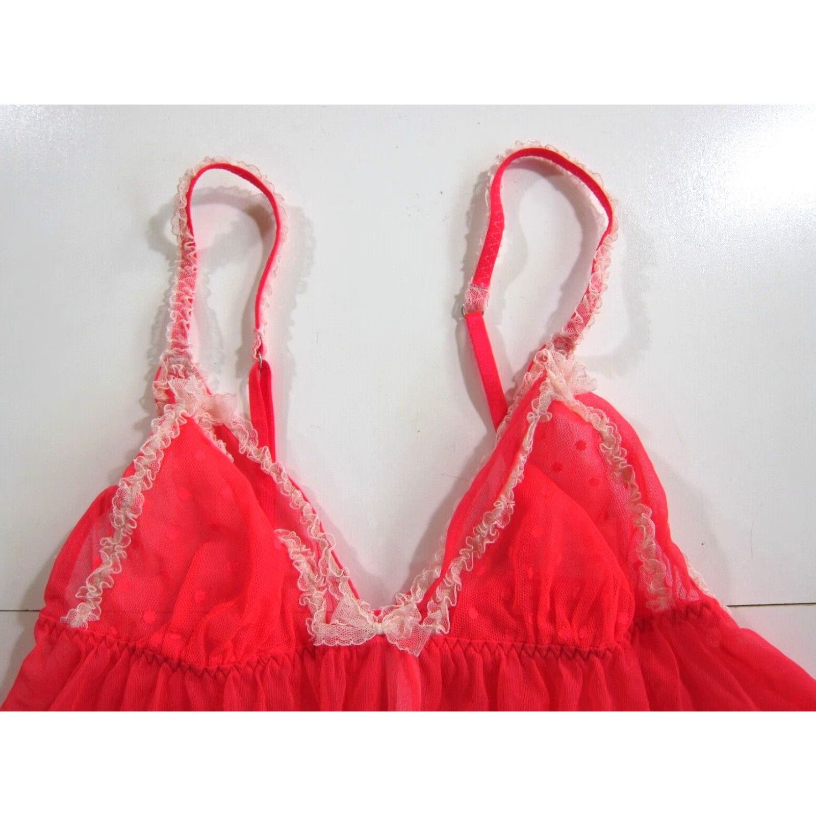 Victoria's Secret Victoria's Secret Neon Pink Sheer Lace Spaghetti Strap Lingerie Camisole Medium Size ONE SIZE - 6 Thumbnail