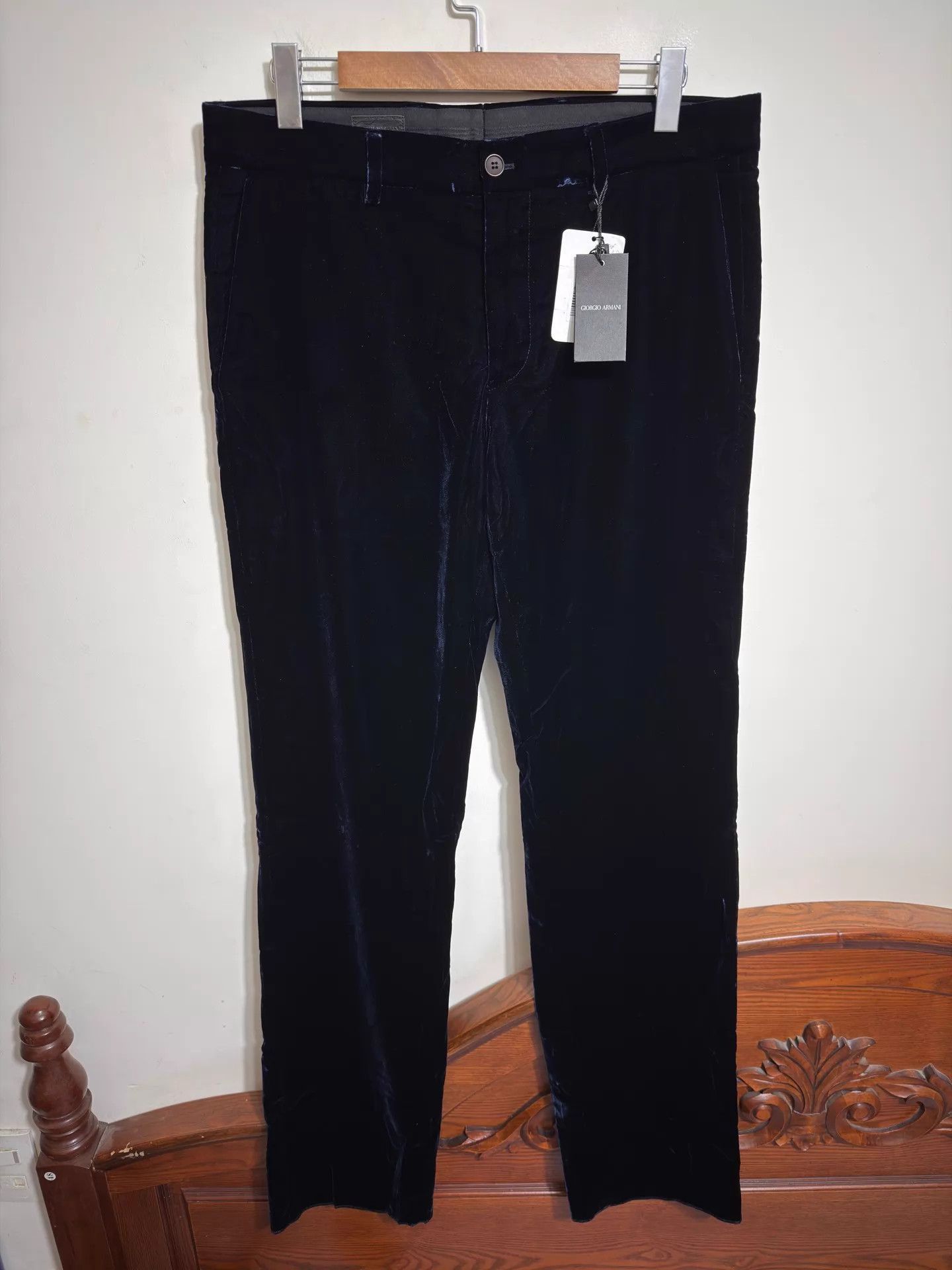 Armani Blue Casual Velvet Pants Size 36 Size US 36 / EU 52 - 1 Thumbnail