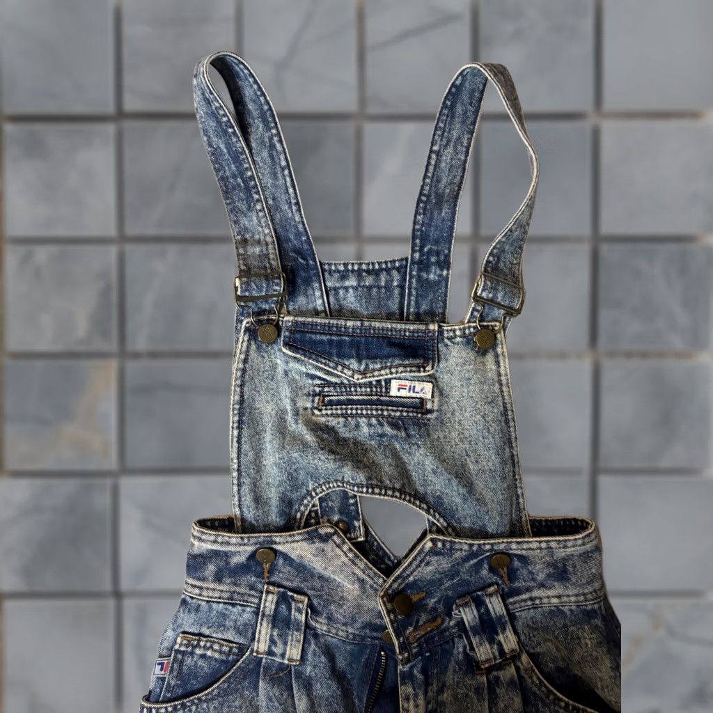 Fila VINTAGE FILA Overalls Womens 29 Blue Acid Wash Denim Relaxed 90s Shirt Womens 29 Blue Acid Wash Denim Royal FILA Patch 90s Streetwear Size 29" - 1 Thumbnail