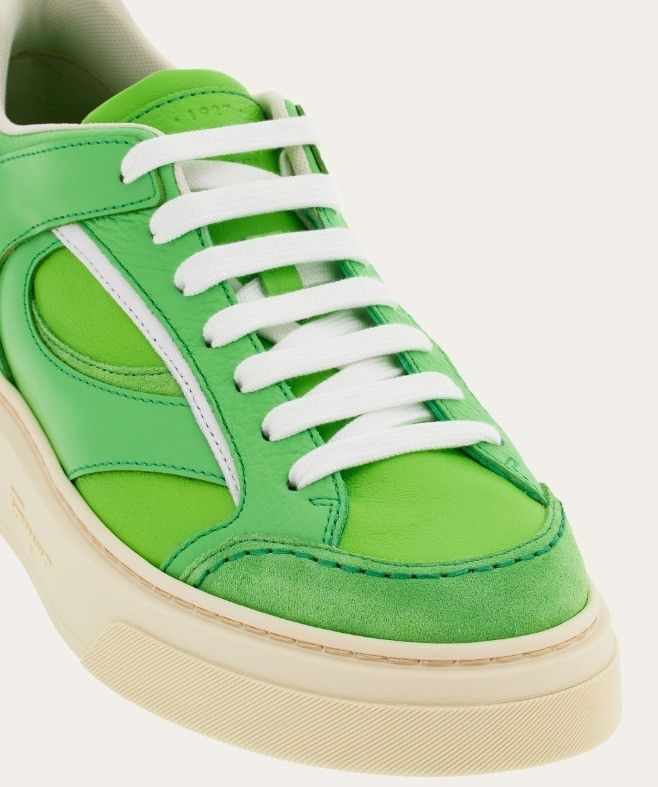 Salvatore Ferragamo o1s1rm0724 Leather Low-Top Sneakers in Green/White Size US 6 / EU 39 - 5 Thumbnail