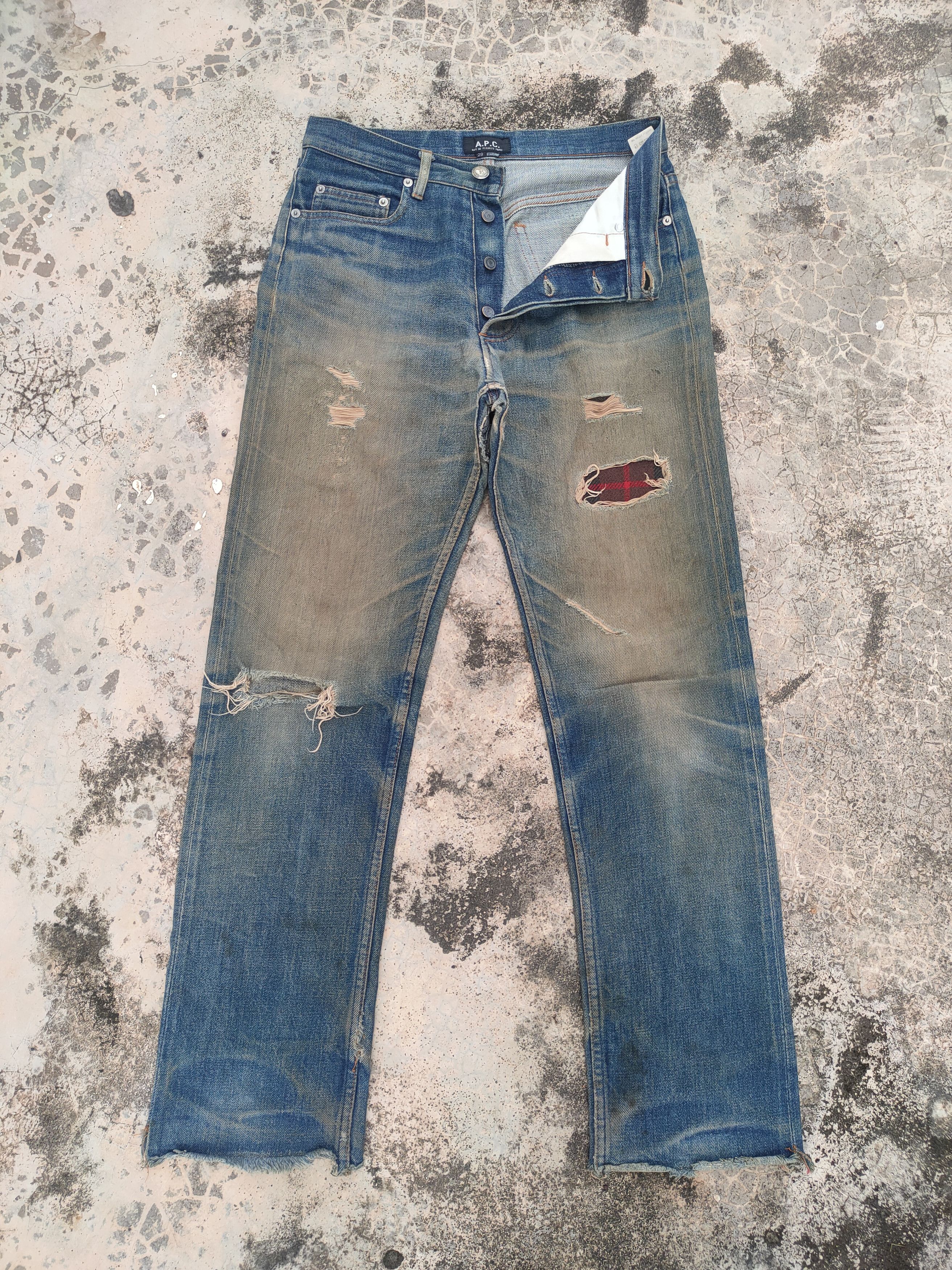 A.P.C. VINTAGE APC RUSTY REDLINE RIPPED JEANS DENIM PANTS Size US 29 - 1 Thumbnail
