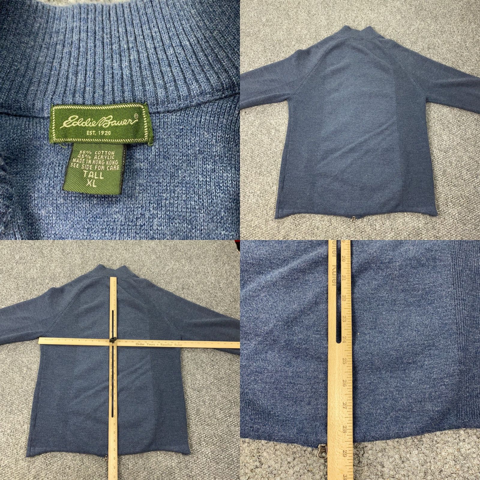 Eddie Bauer VINTAGE Eddie Bauer Sweater Mens XLT Blue Full Zip Cardigan 90s Retro All Seasons Pockets Size US XL / EU 56 / 4 - 8 Thumbnail