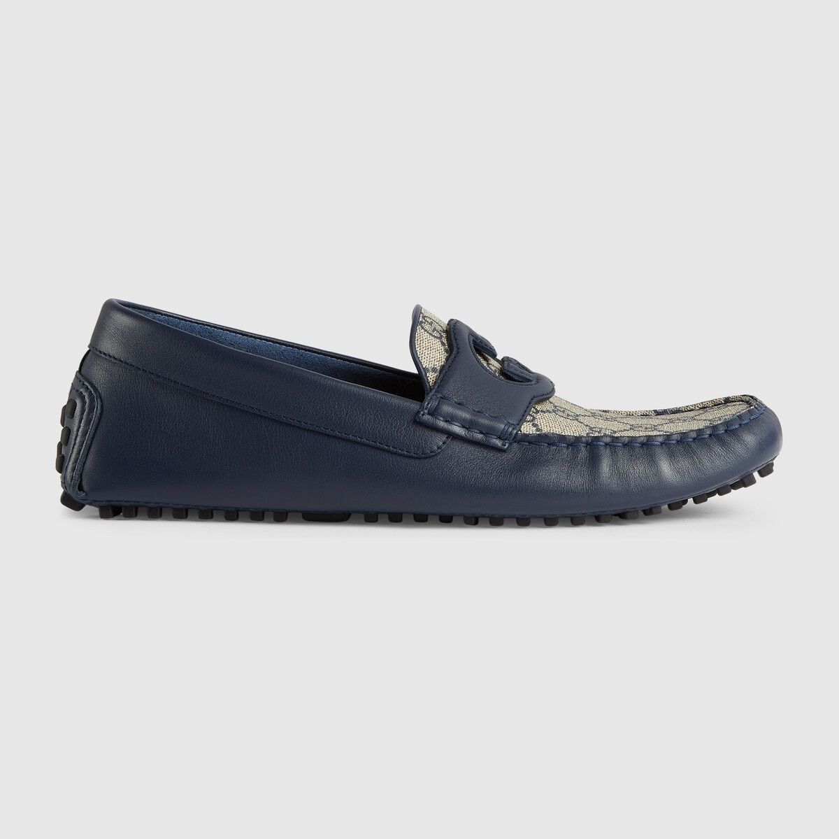 o1s1wg111025 Interlocking G Driver Loafer Shoes Beige & Blue