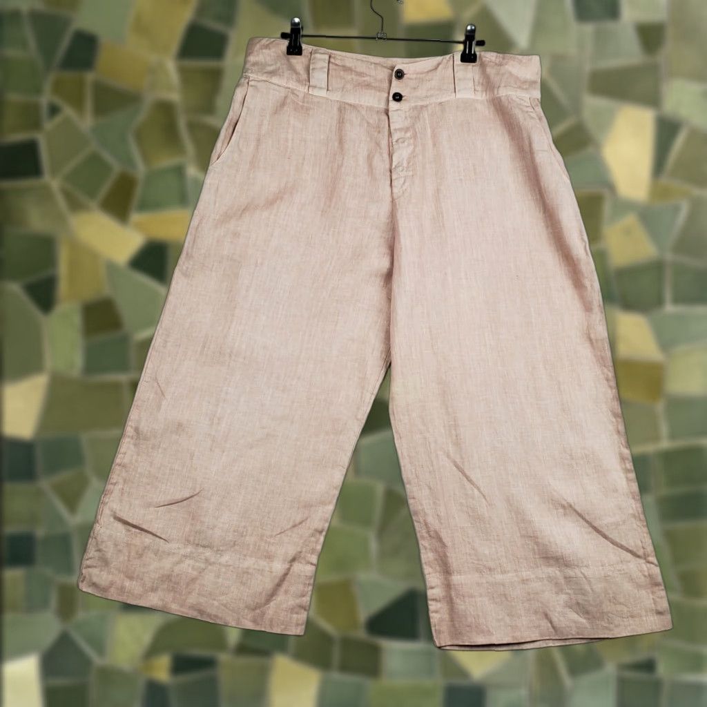 Pinko Shack Incorporated Capri Pants Women's Large Pink 100% Linen High-Rise Wide Leg Size 36" / US 14 / IT 50 - 1 Thumbnail