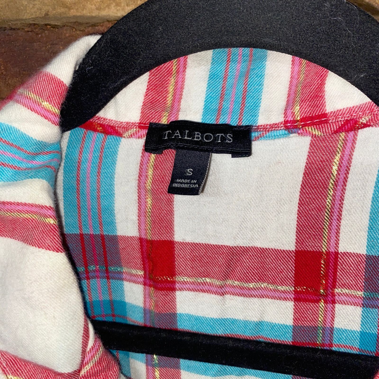 Other Talbots White Blue Red Gold Plaid Button Down Shirt Small Size S / US 4 / IT 40 - 4 Thumbnail