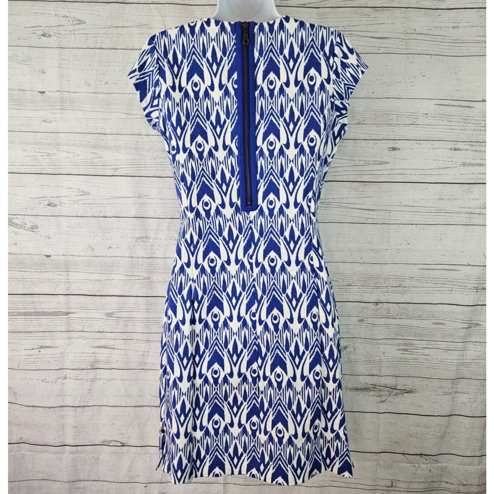 Vintage VINTAGE Hatley Dress Hatley Womens Dress Small Blue White Short Sleeve Exposed Zipper Cotton Blend Knee Length Womens Size 28" / US 6 / IT 42 - 3 Thumbnail
