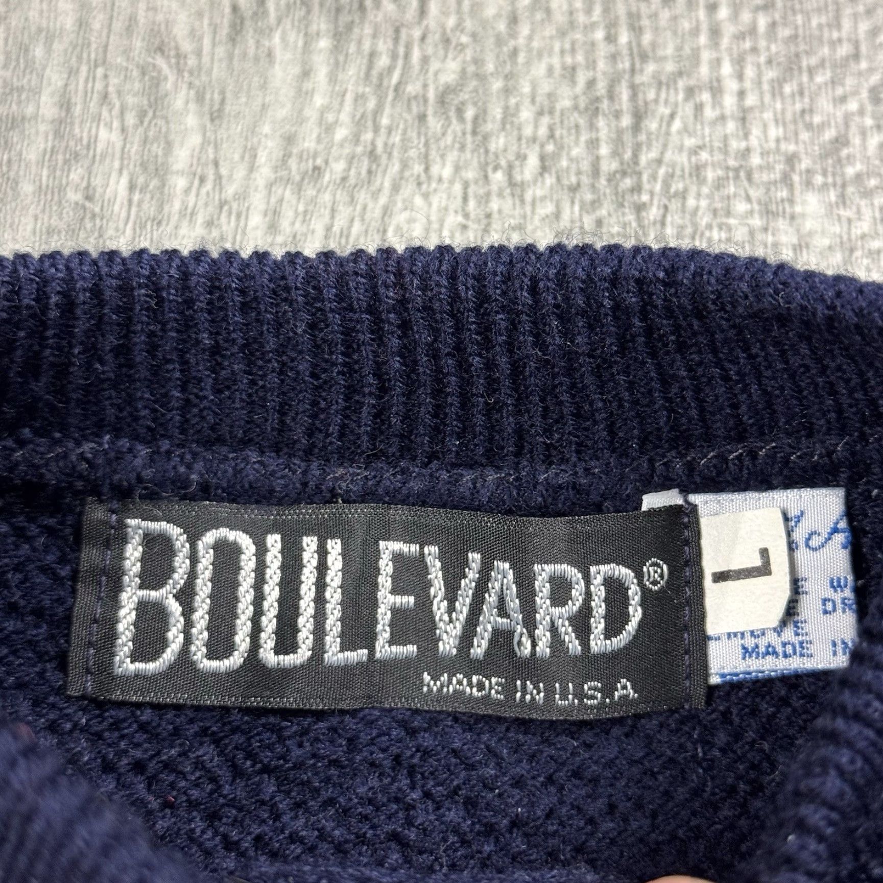 Vintage VINTAGE BOULEVARD CROPPED CARDIGAN WOMENS L NAVY BLUE 90s BUTTON KNIT PRINCESS DIANA Size L / US 10 / IT 46 - 3 Thumbnail