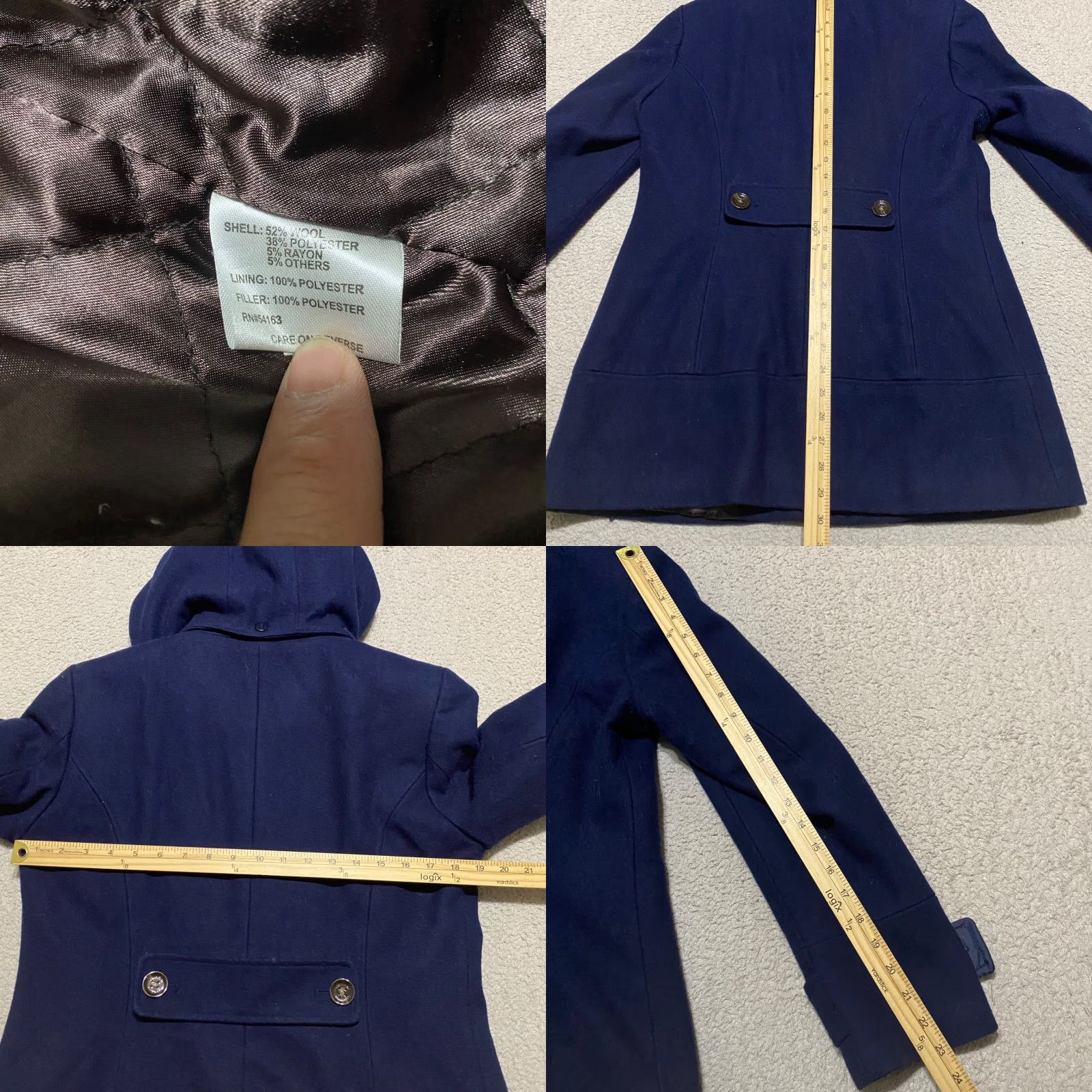 Calvin Klein Calvin Klein Womens Coat Wool Blend Quilt Lined Hooded Toggle Buttons Blue Mid-Length Regular Size 6 Womens Jacket Coat Size M / US 6-8 / IT 42-44 - 8 Thumbnail