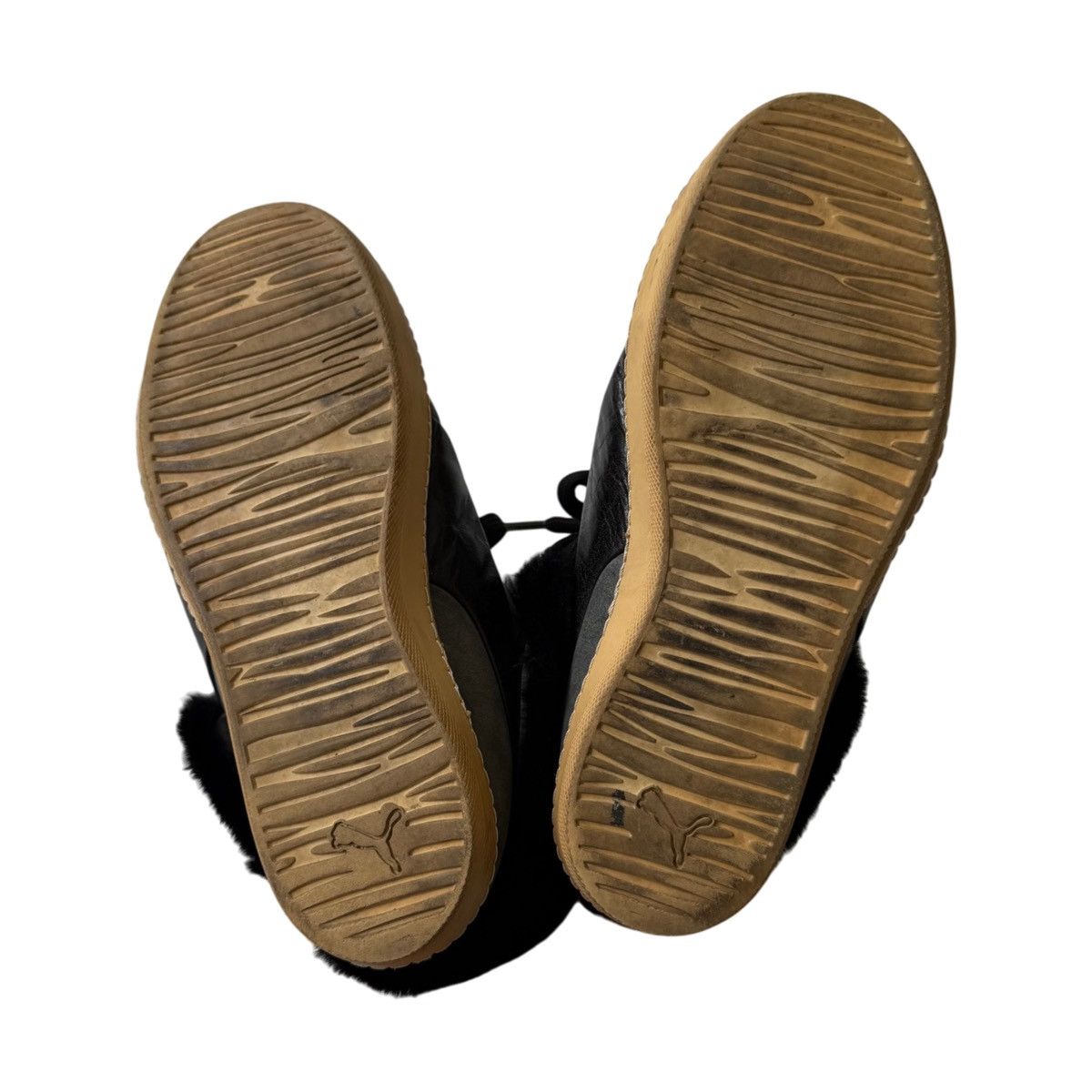 Alexander McQueen × Puma Alexander McQueen & Puma Rabbit Fur Black Leather Sneakers Size US 7 / IT 37 - 10 Thumbnail
