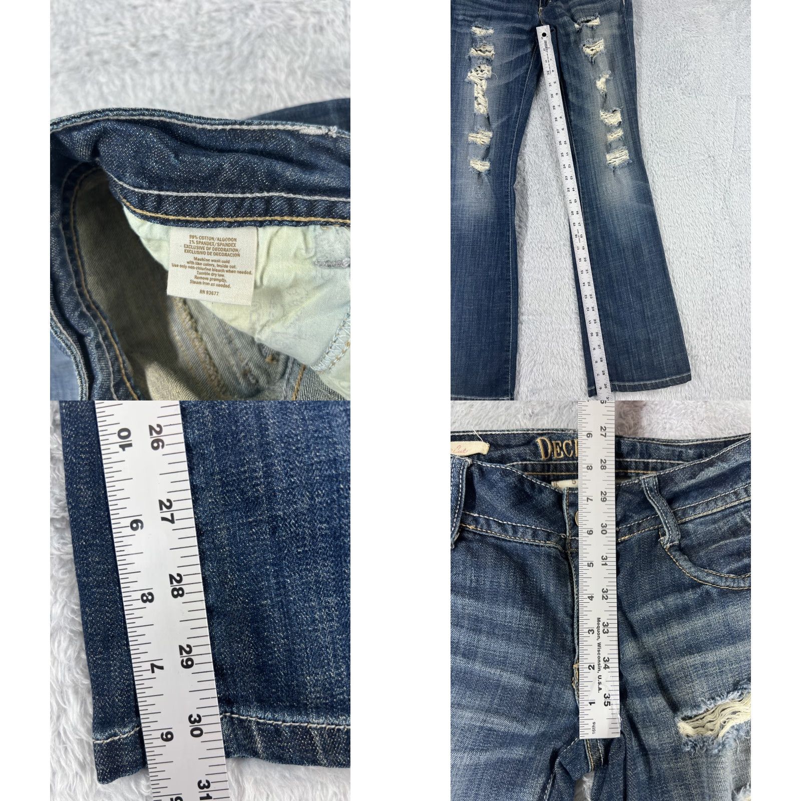 Decree Decree Jeans Womens Denim Bootcut Blue 28x31 5 Pocket Embroidered Regular Waist Cotton Blend Low Rise Zip Size 5 Jeans Mens? Size 27" / US 4 / IT 40 - 8 Thumbnail