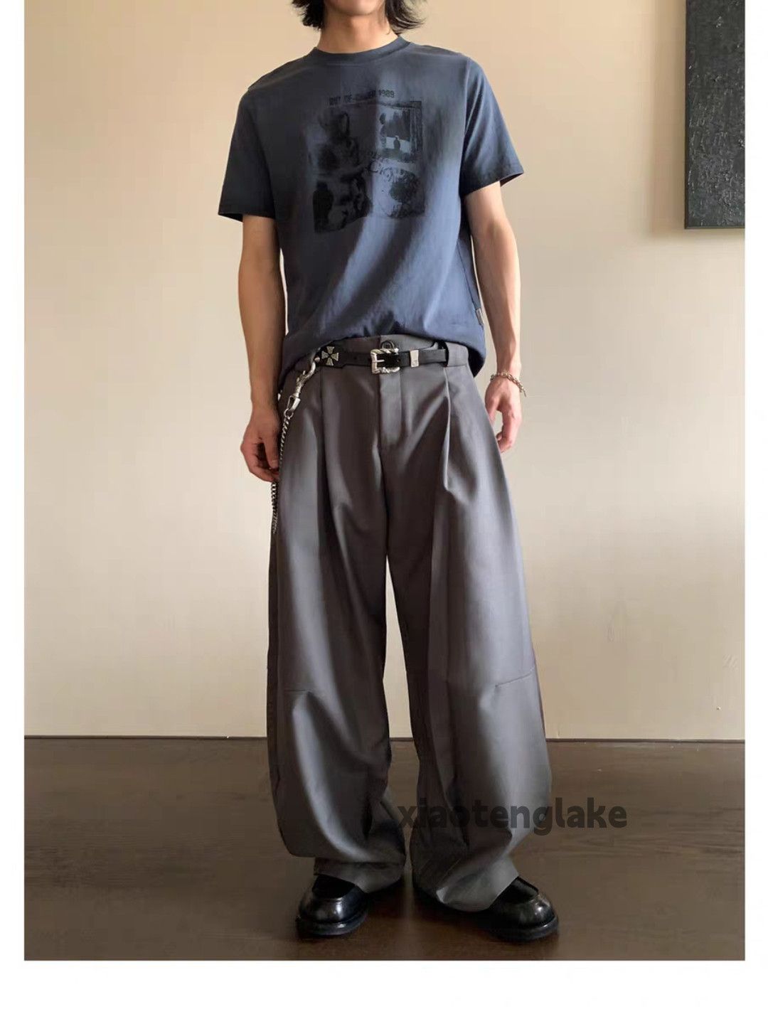 BAOVICTO Pleats Overlap Wide Pants Ⅱ M BAOVICTO 23SS Diamond Patterned Wide Leg Pants Anti-Wrinkle