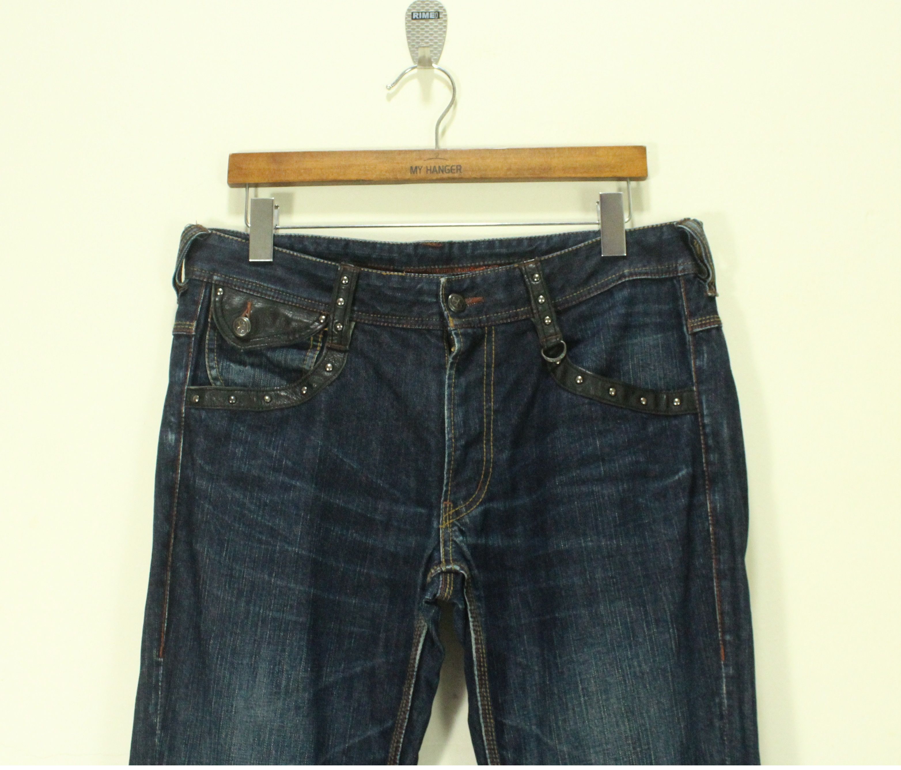 Japanese Brand Leather Pocket Laced Spiral Cut NICOLE CLUB FOR MEN Denim Size US 34 / EU 50 - 5 Thumbnail