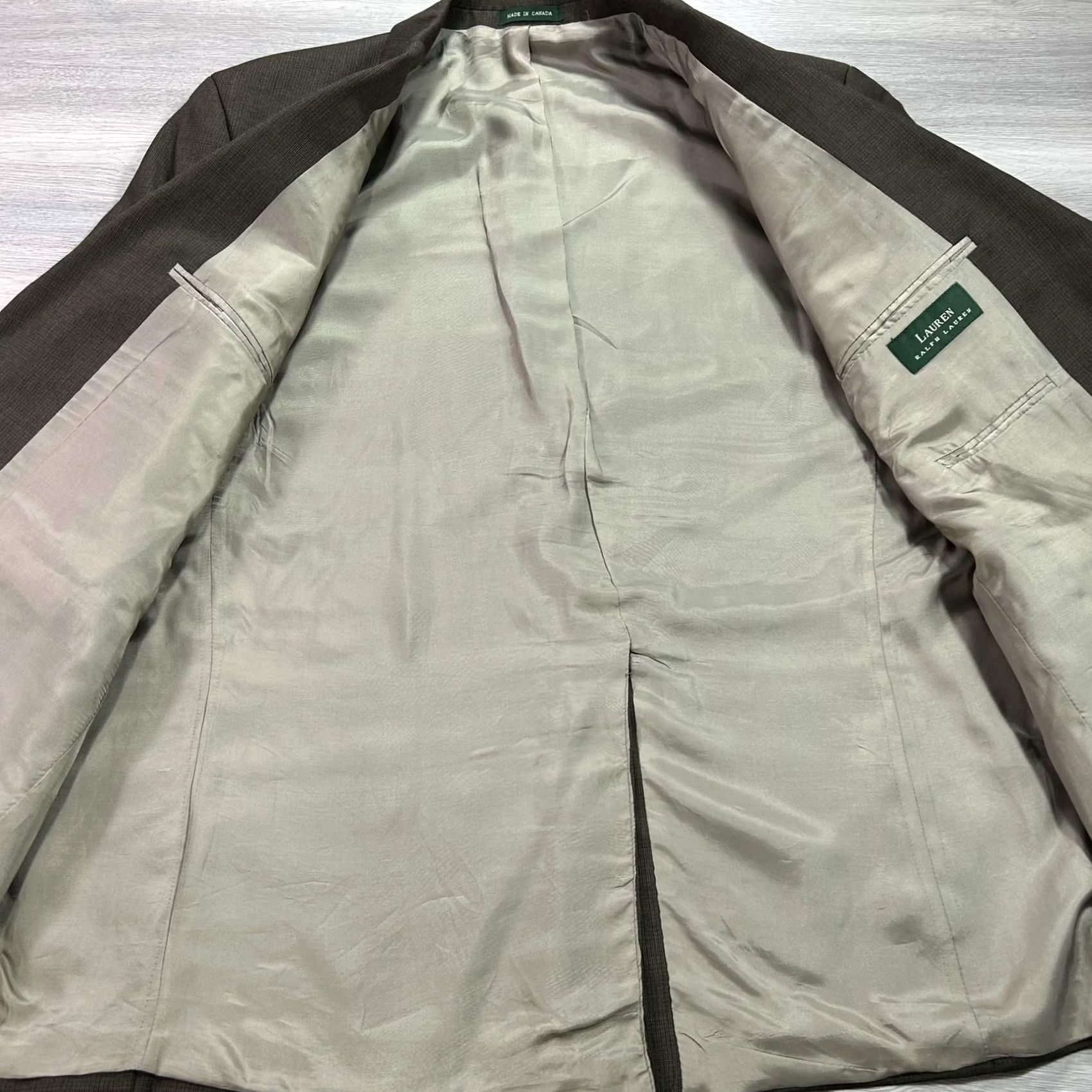 Ralph Lauren Lauren Ralph Lauren Suit Mens 48 Wool Cashmere Brown Check 2 Piece Jacket Trousers Business Formal Wedding Mens Size 48R - 4 Thumbnail