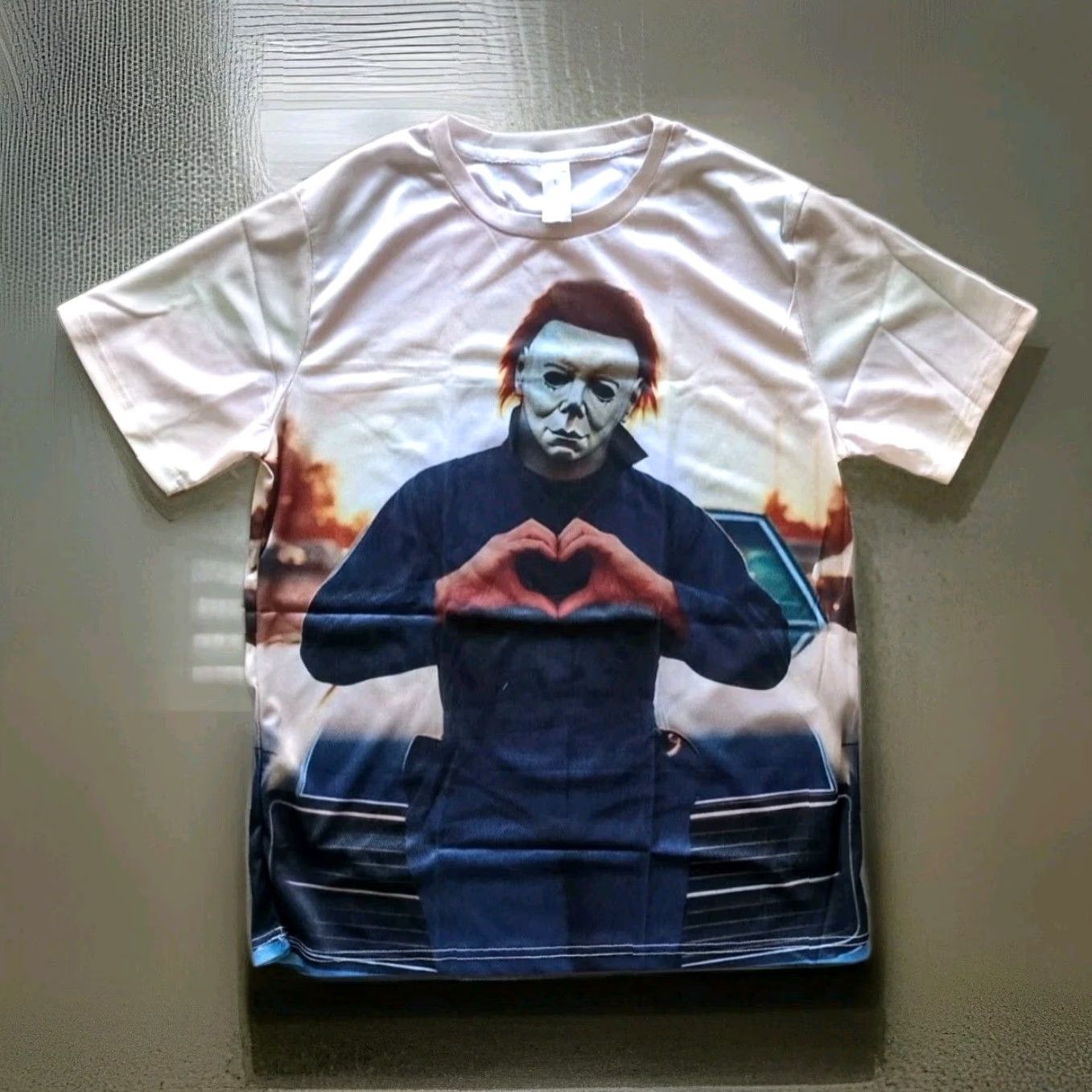 Vintage VINTAGE not applicable (skip) Halloween Michael Myers Horror Movie Heart Hands Funny T-Shirt Large L 2 Sided Size US L / EU 52-54 / 3 - 2 Thumbnail