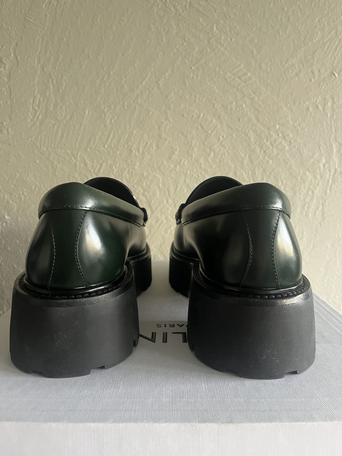 Celine × Hedi Slimane Celine Polished Bull Penny Loafers Green Chunky Leather Size US 9.5 / EU 42-43 - 6 Thumbnail
