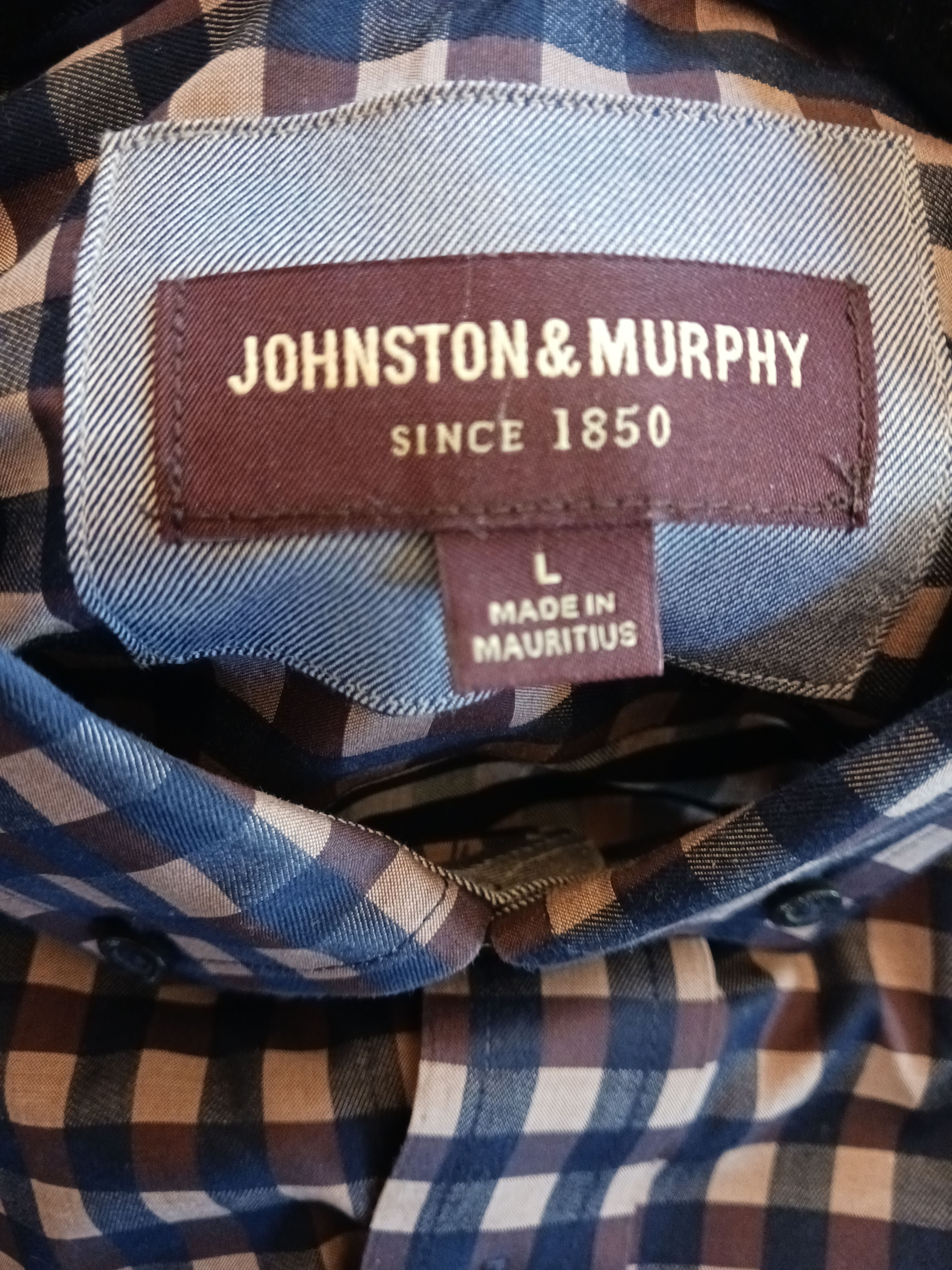 Johnston & Murphy NWOT Men's 100% Cotton Button Front Checkered Shirt Size US L / EU 52-54 / 3 - 4 Thumbnail