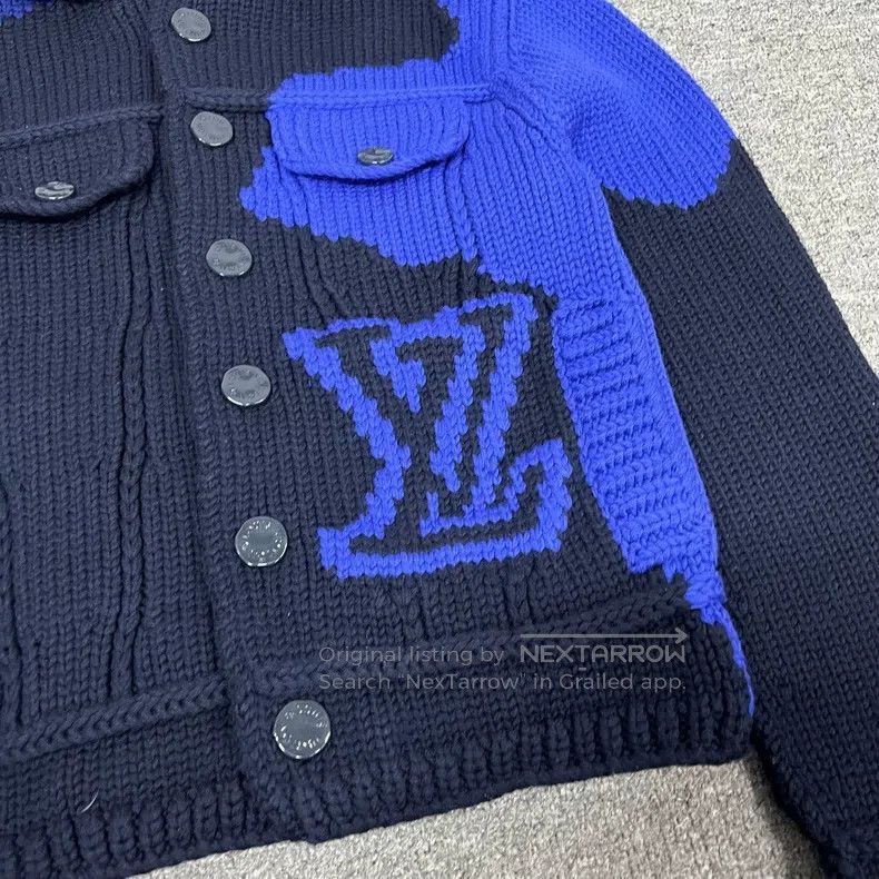 Louis Vuitton Louis Vuitton Monogrammed jacquard blue and black knit jac Size US XS / EU 42 / 0 - 4 Thumbnail