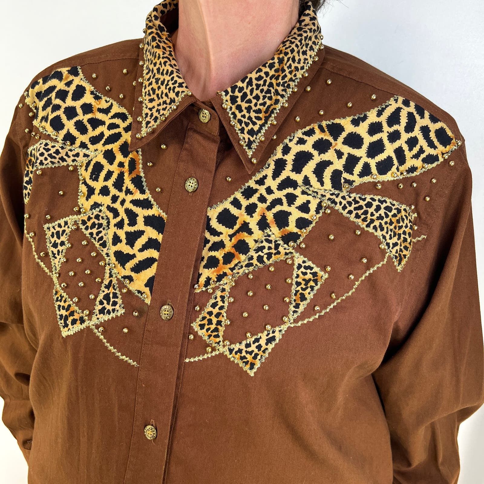 Other × Vintage Vintage Ashley Stewart Button Up Shirt Leopard Print Brown Size XXL / US 16-18 / IT 52-54 - 2 Thumbnail