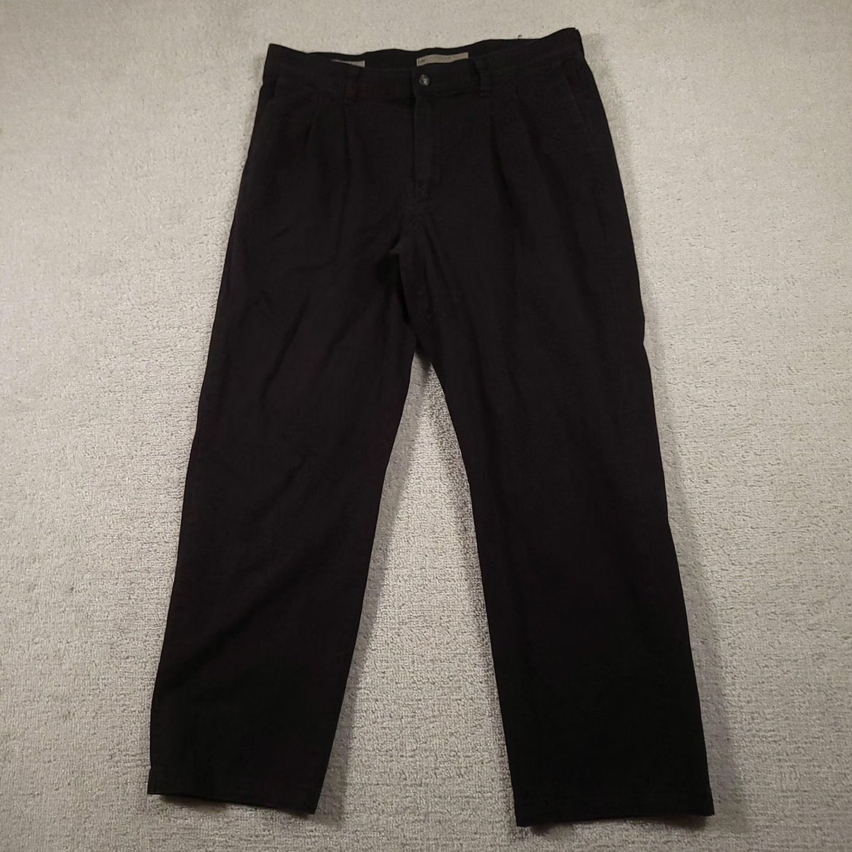 Lee Lee Dress Mens 36 Black Pants 36x30 Custom Fit Waistband Chino Classic Pleated Size US 36 / EU 52 - 2 Thumbnail