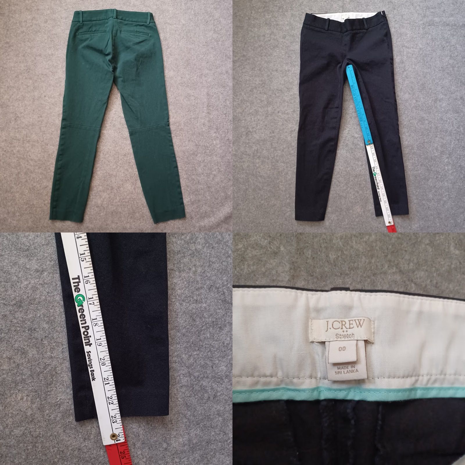 J.Crew J.CREW Pants Womens 00 Black Green Pockets Chino Ankle Straight Side Zip Shirt (adapted: but ensure only original words) Size 24" / US 00 / IT 34 - 9 Thumbnail