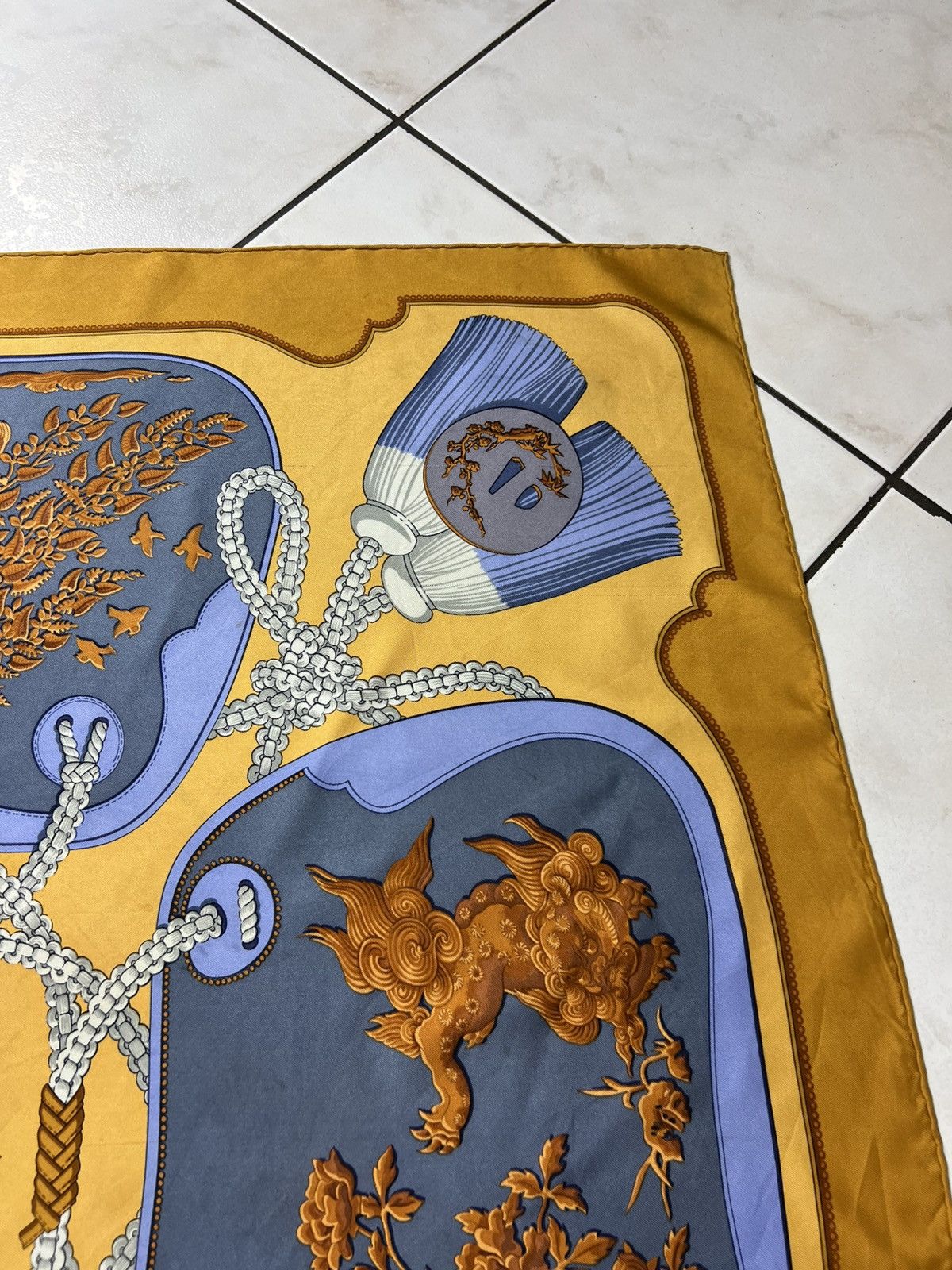 Hermes Vintage Hermes Paris Tsubas silk handkerchief scarf chain Size ONE SIZE - 3 Thumbnail