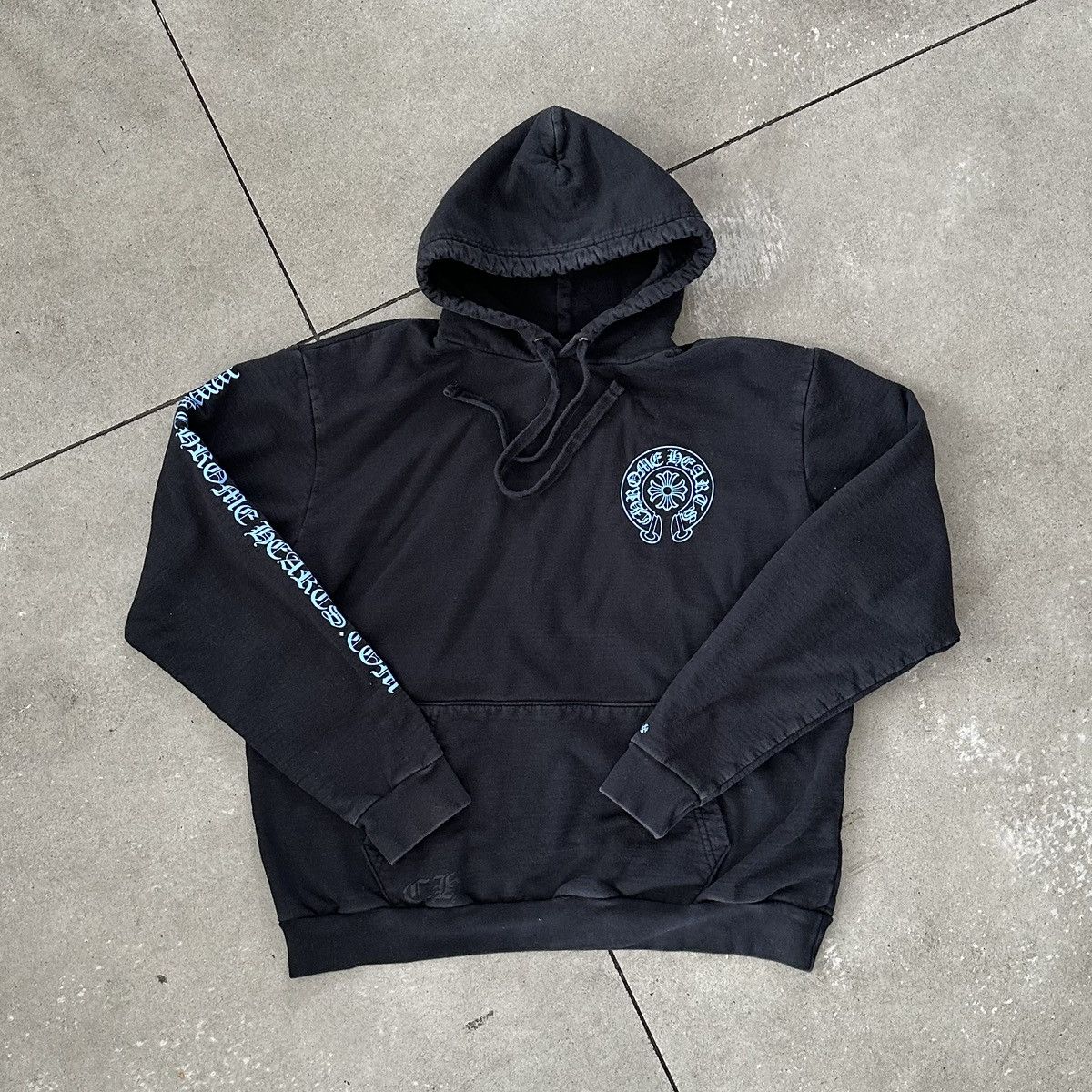 CHROME HEARTS ダークブルーパーカー Chrome Hearts Black & Blue Cross logo Thermal Zip Up Hoodie