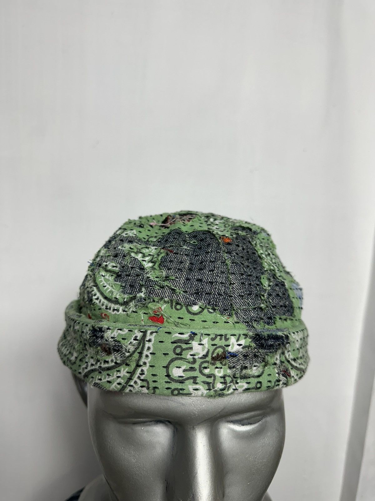 Handmade Custom Distressed Paisley Patchwork Boro Brimless Fisherman Size ONE SIZE - 5 Thumbnail