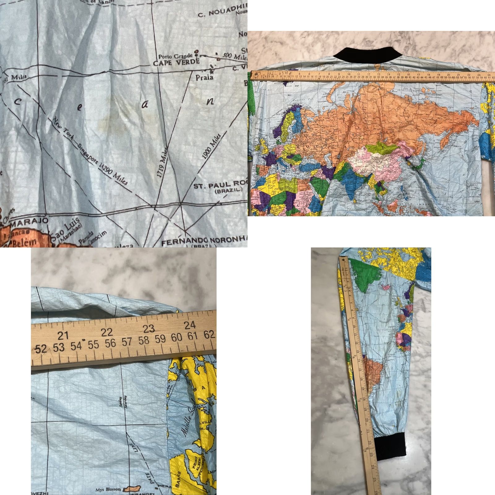 Vintage VTG 80s Ty Breakers Tyvek World Map Windbreaker Medium AllOver Print Kurt Cobain Size US 31 - 8 Thumbnail