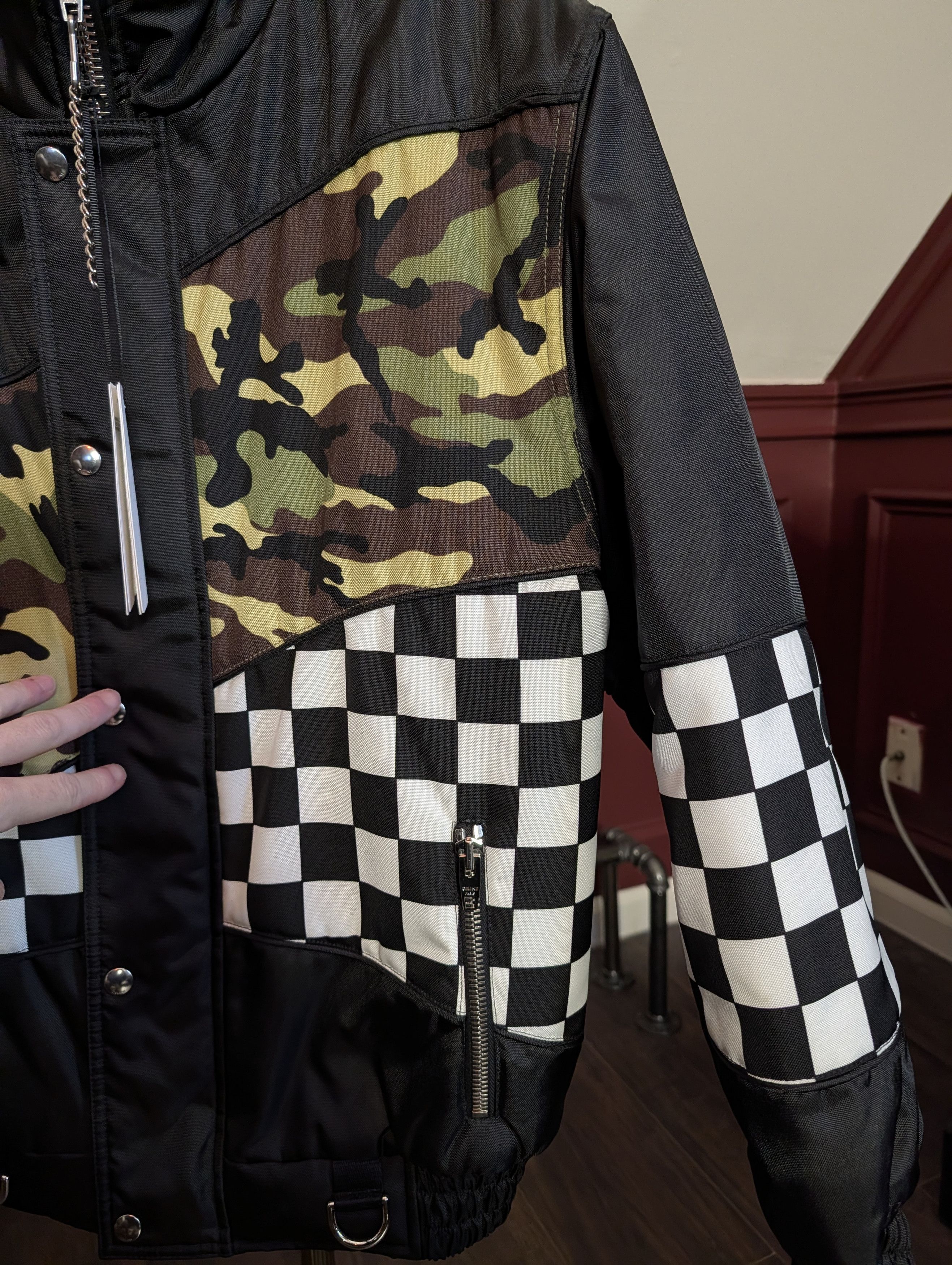 Celine FW21 NWT Hedi camo checkered zip-up jacket coat bomber Size US M / EU 48-50 / 2 - 2 Thumbnail
