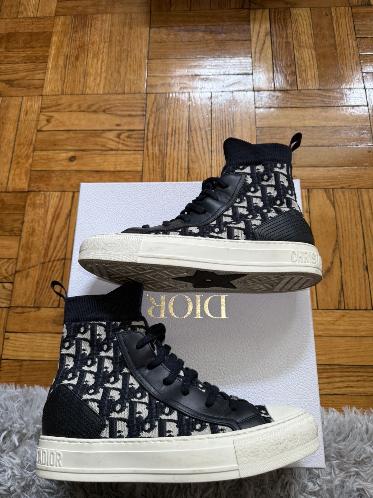 Christian Dior Monsieur × Dior Christian Dior High Top Sneakers - Deep Blue Dior Oblique Size US 8.5 / IT 38.5 - 7 Thumbnail